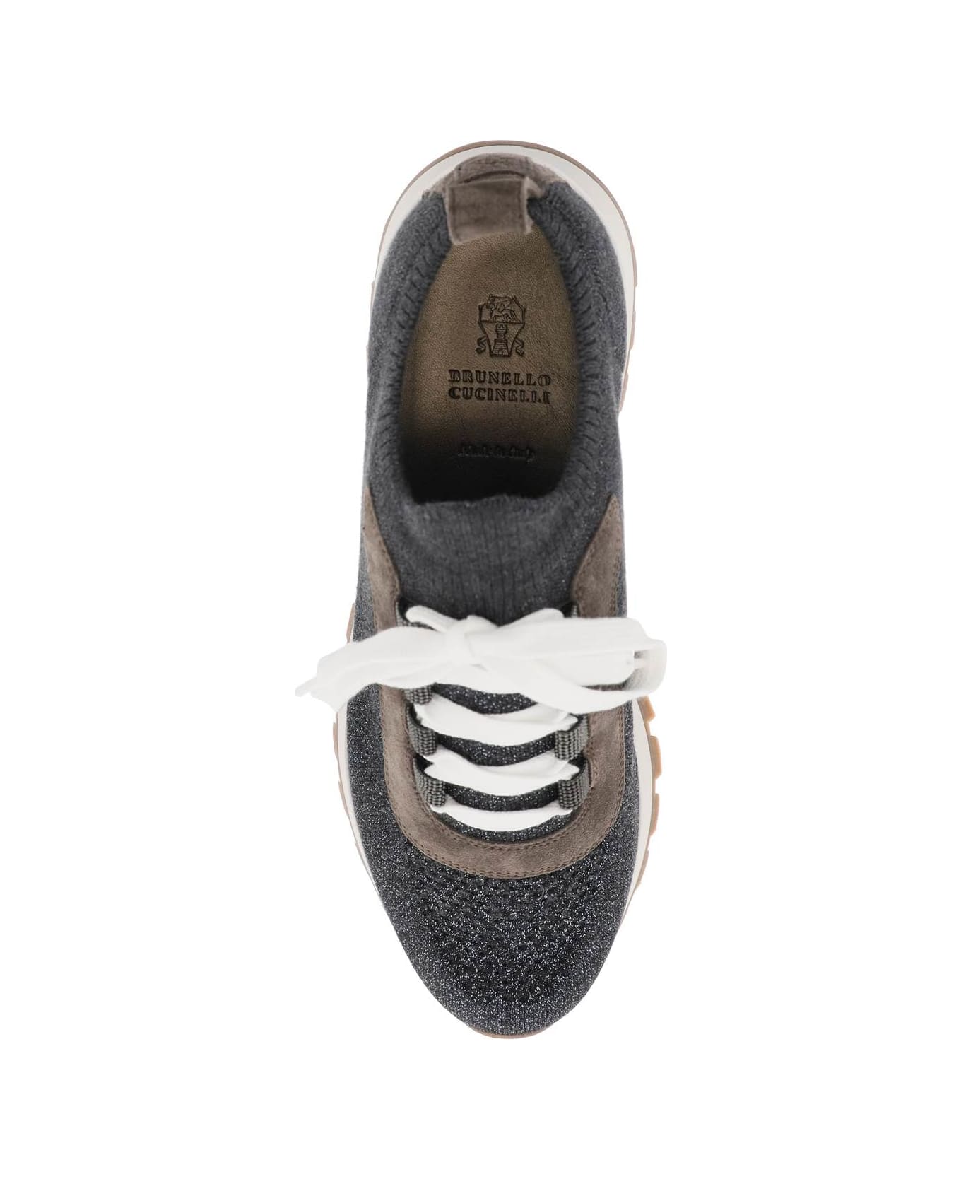 Brunello Cucinelli Sparkling Knit Sneakers - LIGNITE (Grey) スニーカー
