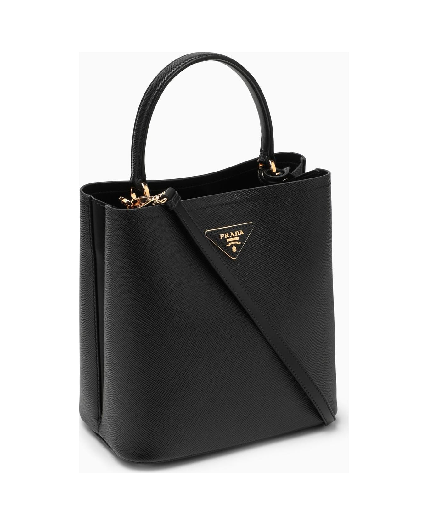 Prada Panier Medium Bag In Black Saffiano - Black