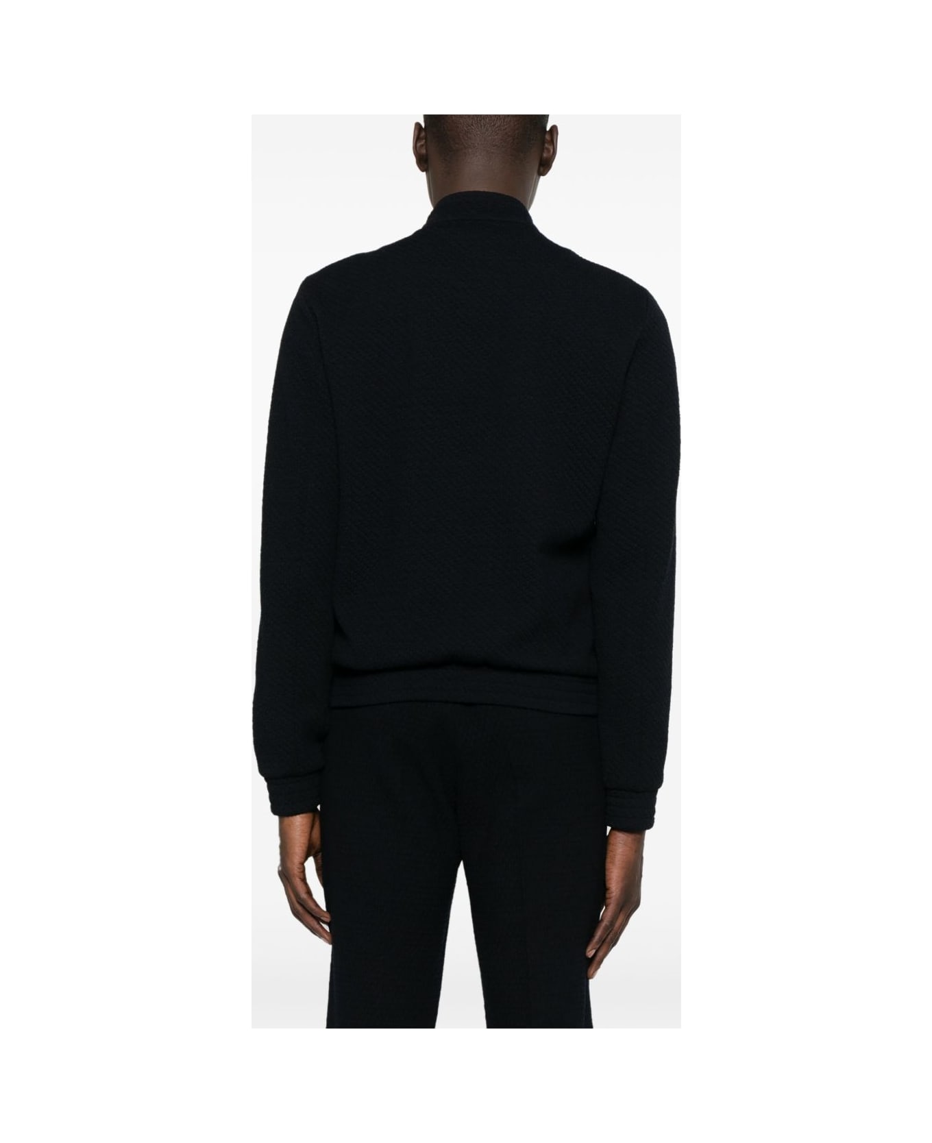 Emporio Armani Wool Blend Blouson Jacket - Blue