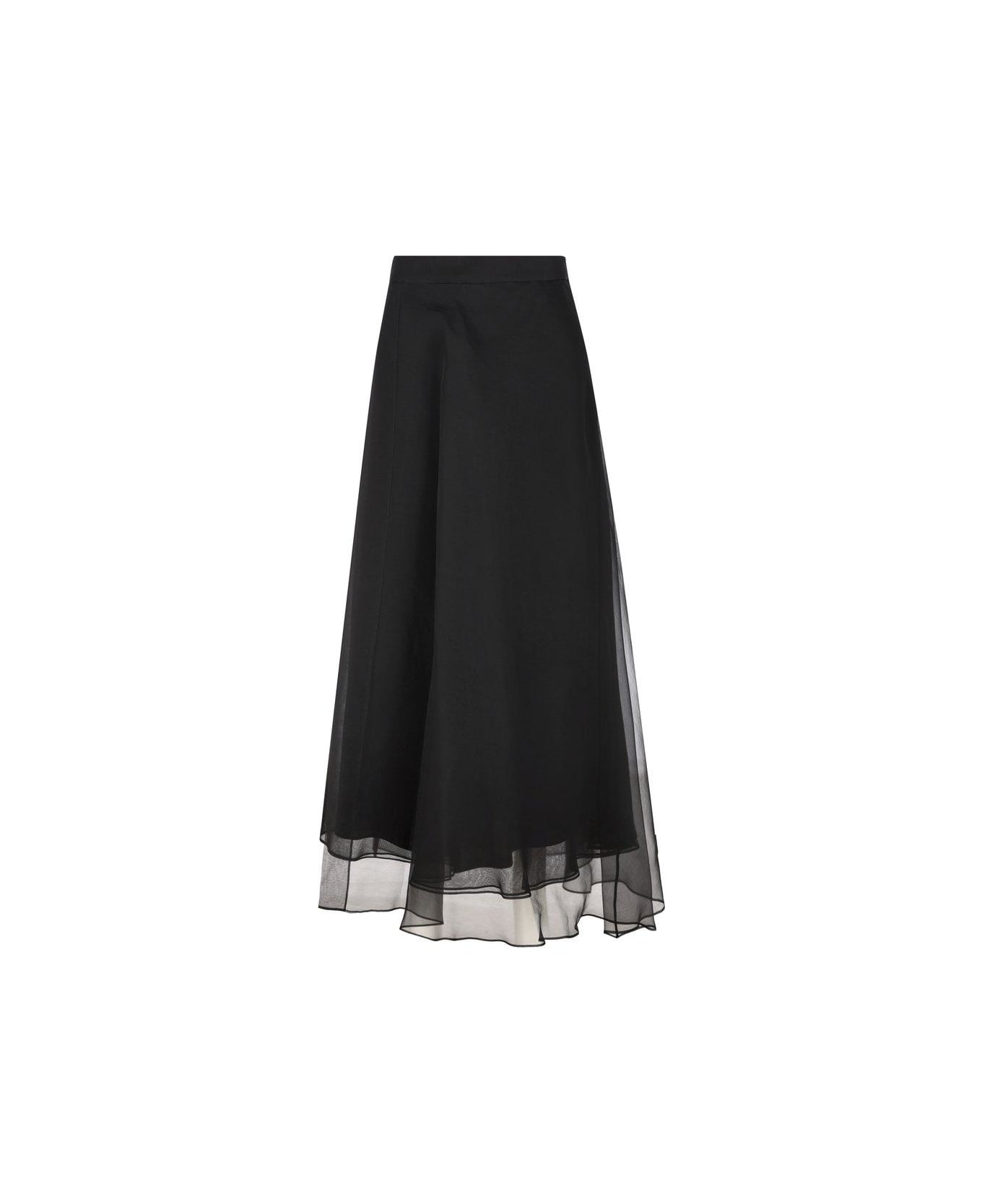 Brunello Cucinelli Layered Effect Midi Skirt - Nero