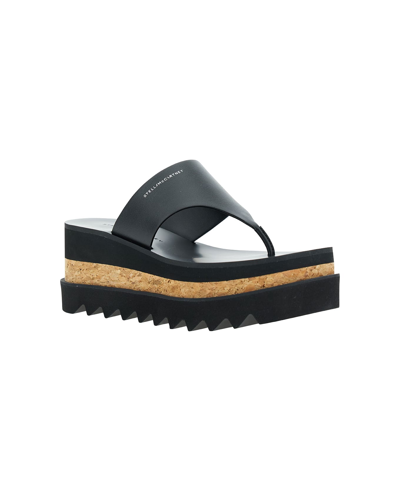 Stella McCartney Black Thong Sandals With Sneak-elyse Platform In Eco Leather Woman - Black