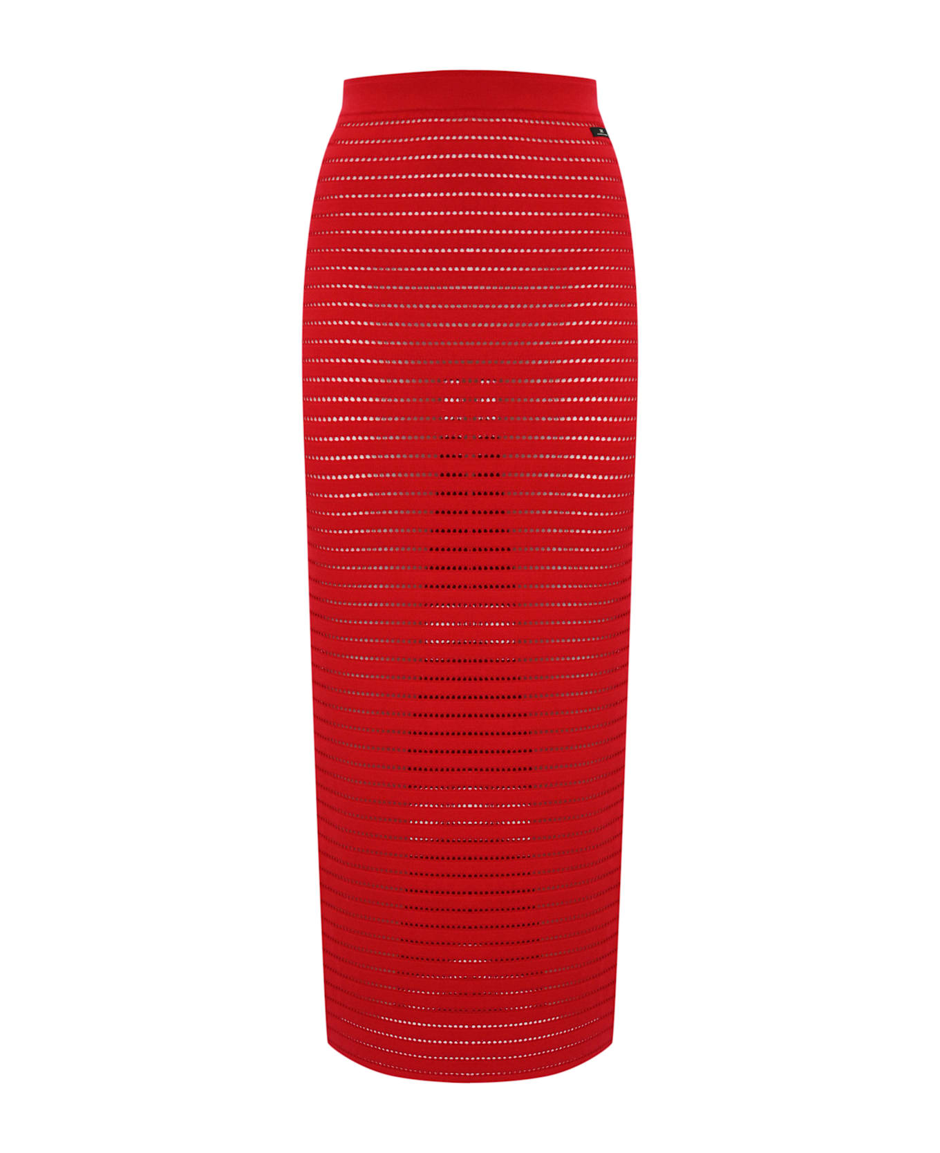 Elisabetta Franchi Perforated Knit Skirt - Red