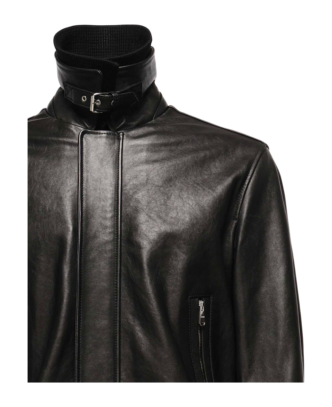Dondup Nappa Leather Aviator Jacket - Black