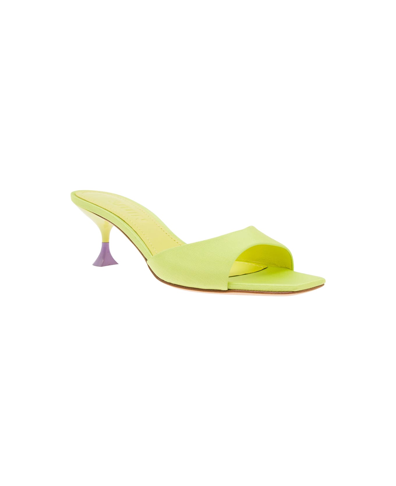 3JUIN 'kimi' Lime Green Sandals With Contrasting Enamelled Heel In Viscose Woman - Yellow