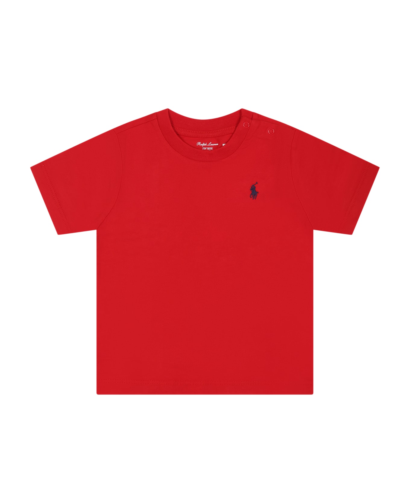 Ralph Lauren Red T-shirt For Baby Boy With Logo - Red