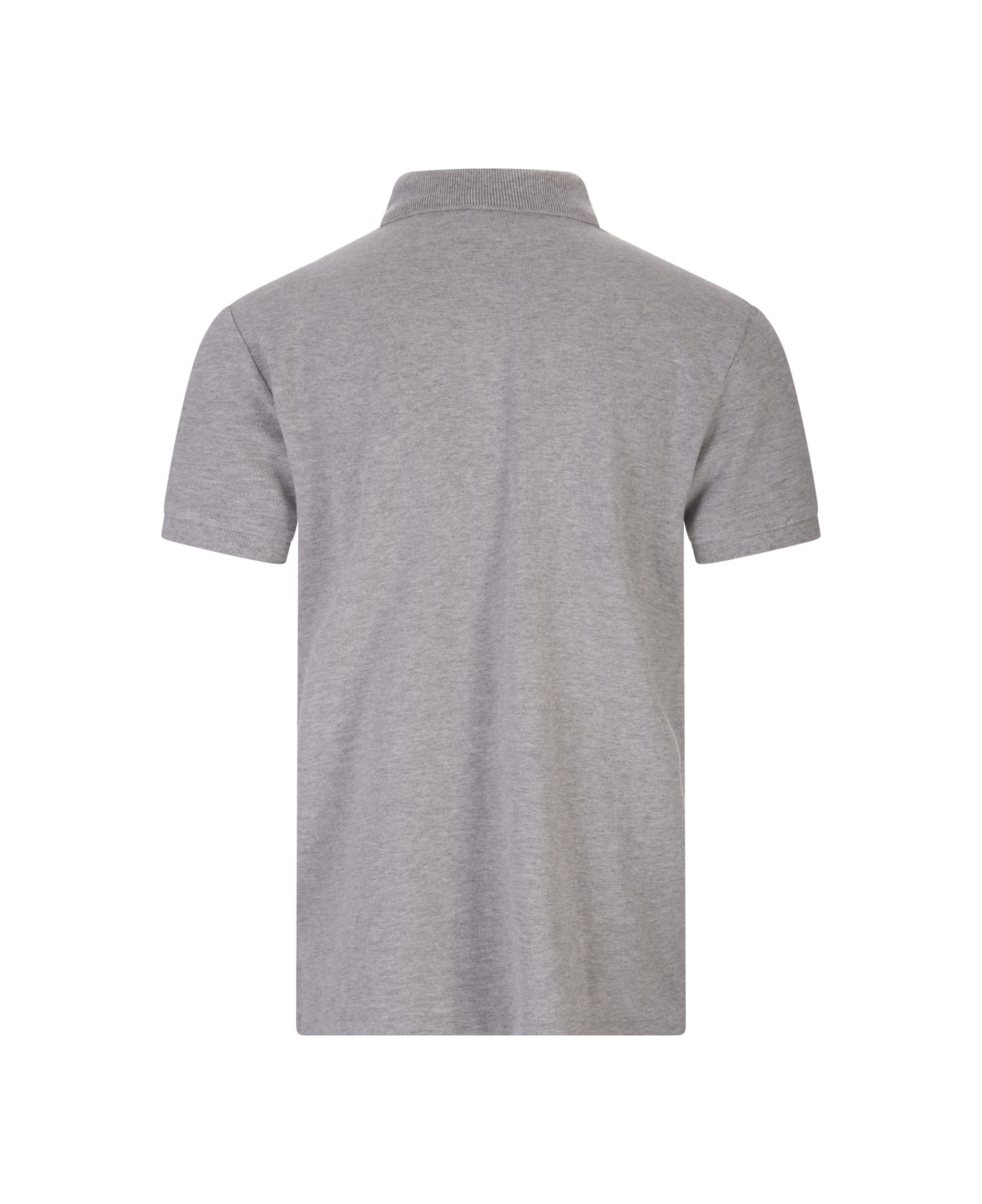 Polo Ralph Lauren Man Slim-fit Custom Polo Shirt In Grey Pique' With Contrast Pony