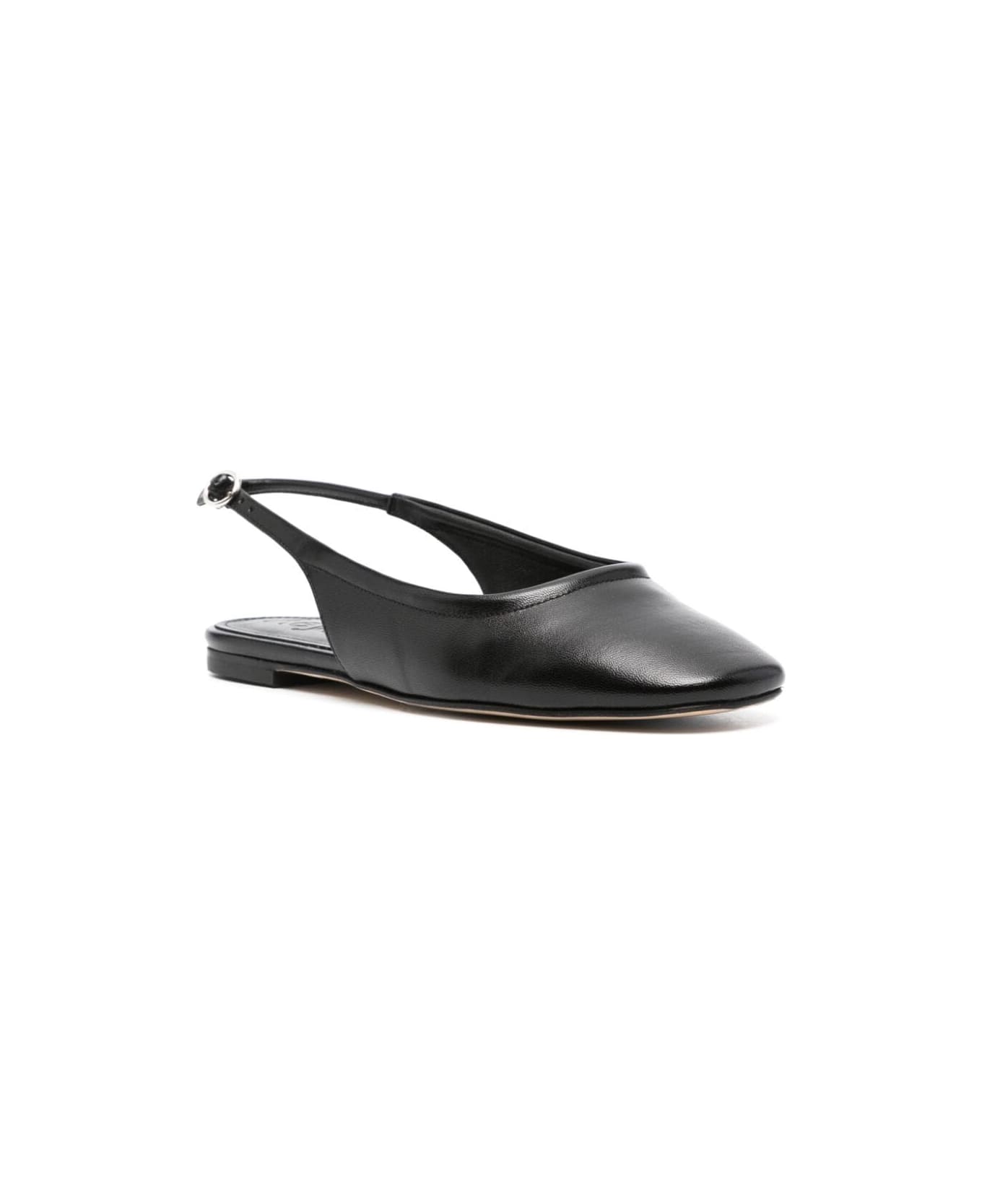 aeyde Dani Nappa Leather Black Flats - Black