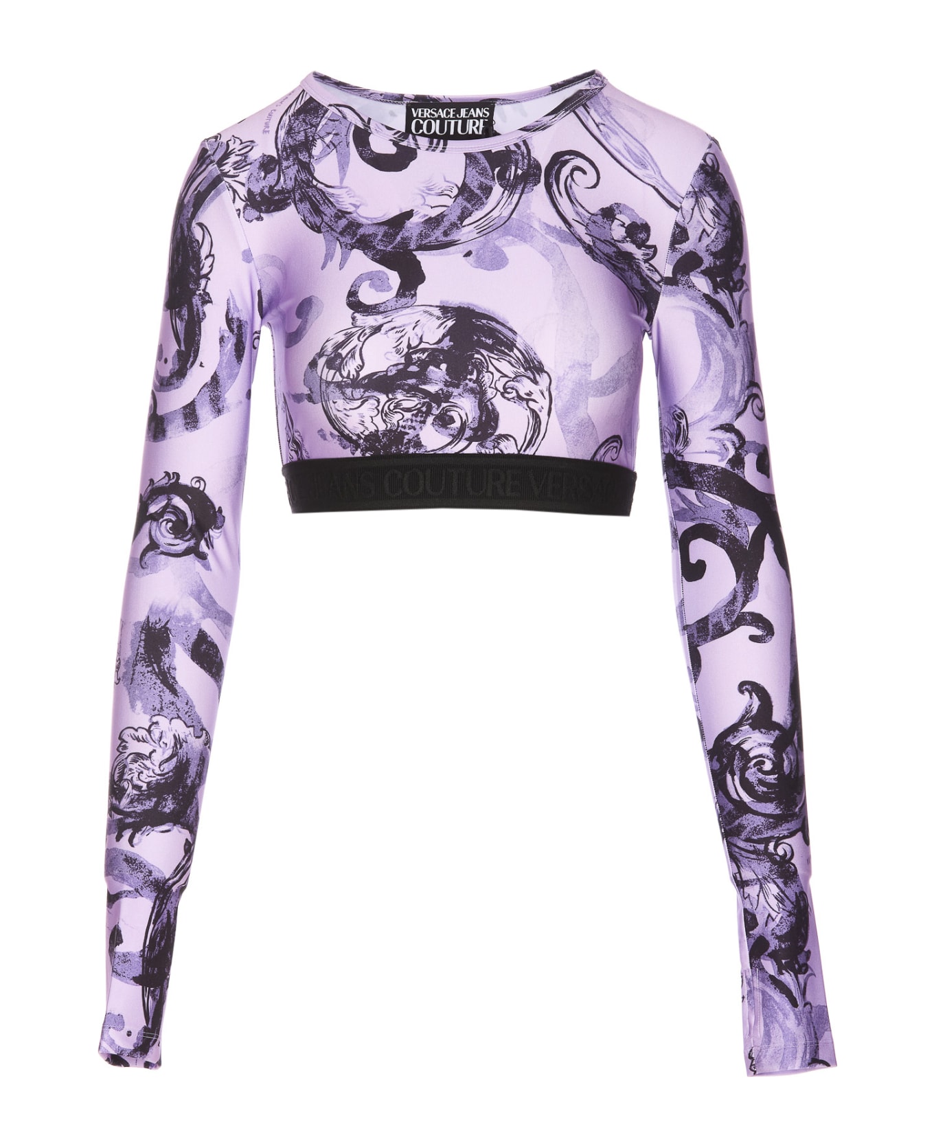 Versace Jeans Couture Watercolor Couture Short Top - Purple トップス