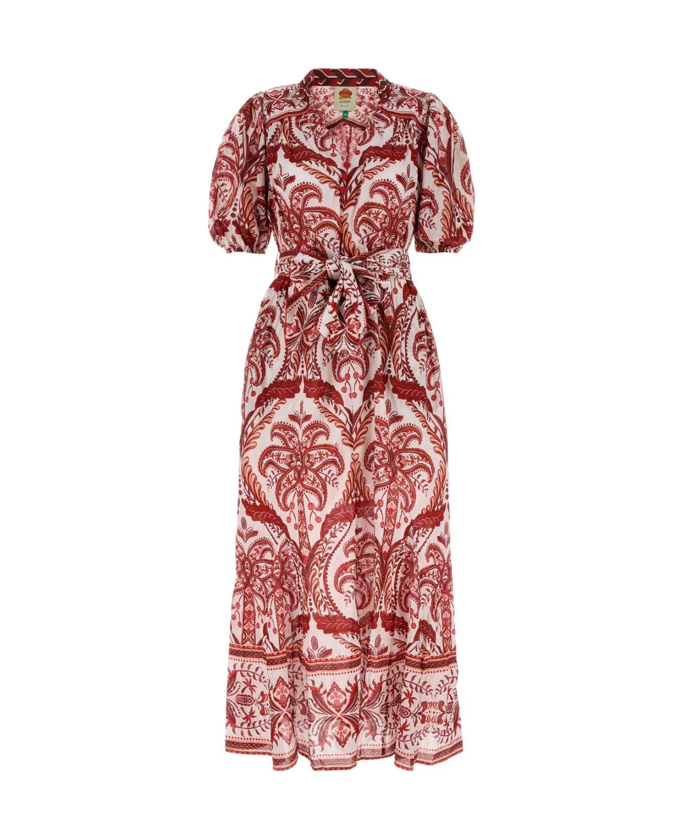 Farm Rio Printed Cotton Tropical Cameo Shirt Dress - TROPICALCAMEOOFFWHITE