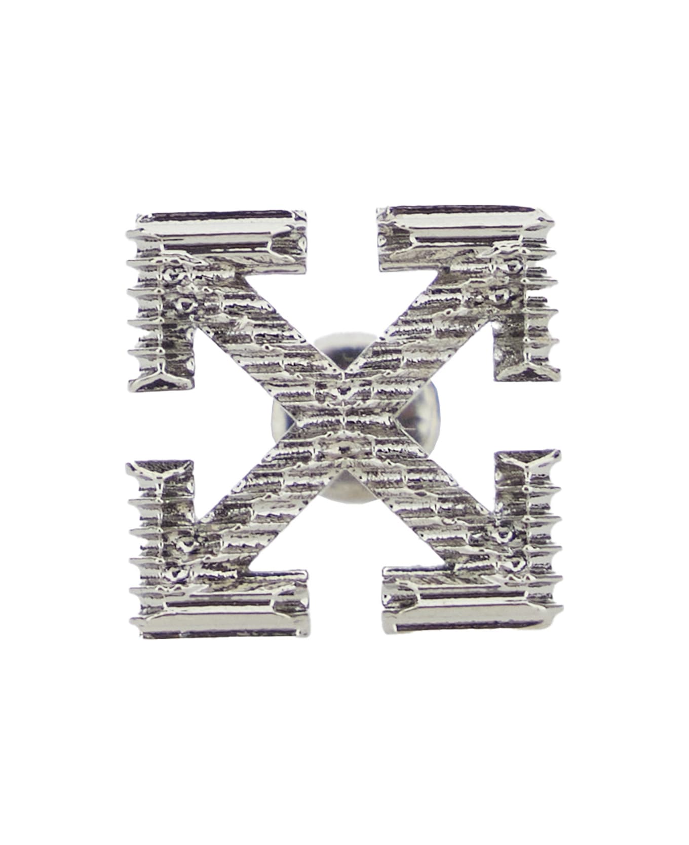 Off-White Silver-tone Earrings With Arrow Design And Embossed Finish In Metal Man - Metallic