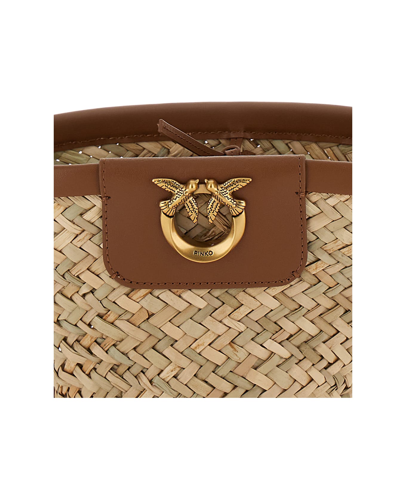 Pinko 'love Summer' Beige Bucket Bag In Raffa Woman - Natural, brown 