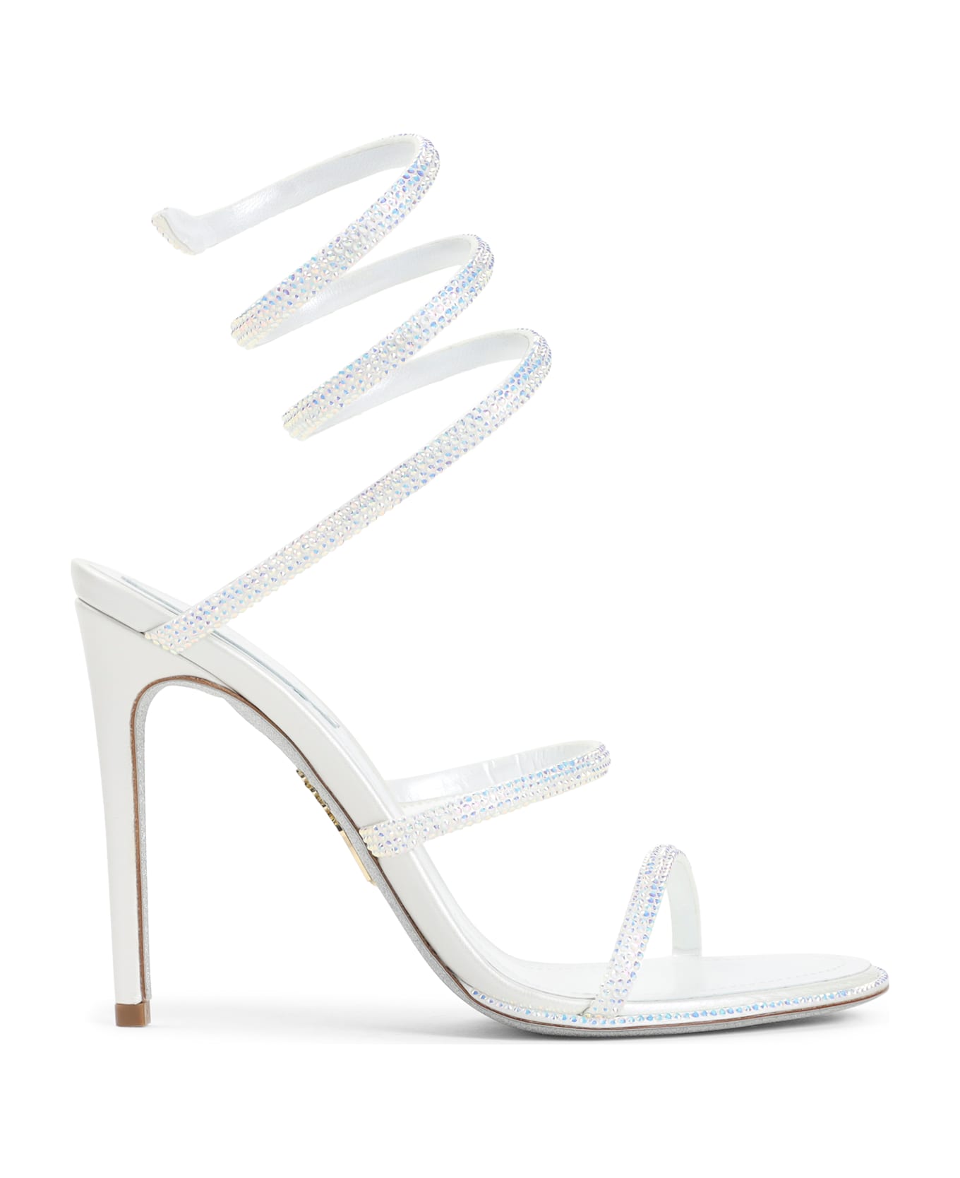 René Caovilla Cleo Sandals - Ivory Satin Transmission Strass