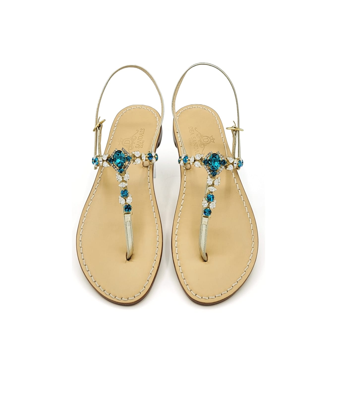 Dea Sandals Parthenope Jewel Sandals - platinum gold laminated, petrol, crystal