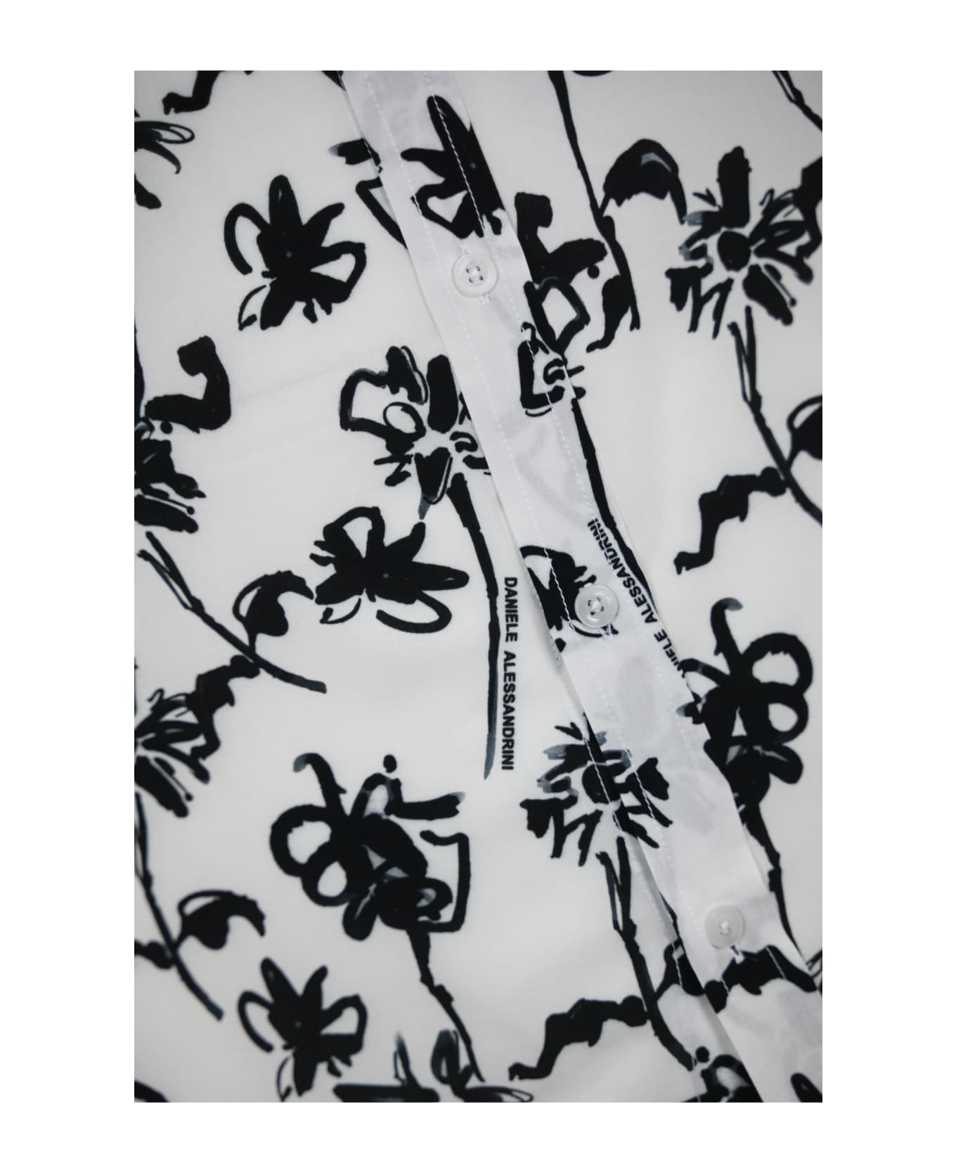 Daniele Alessandrini White/black Floral Patterned Shirt - Bianco/nero