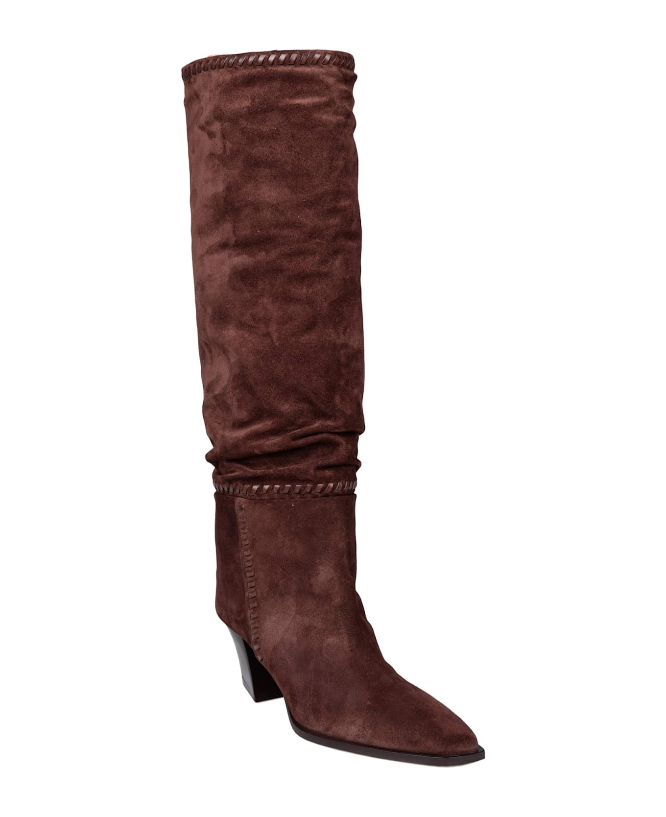 Jimmy Choo Hart Stitch Knee Boot 60 In Chocolate Suede - Brown