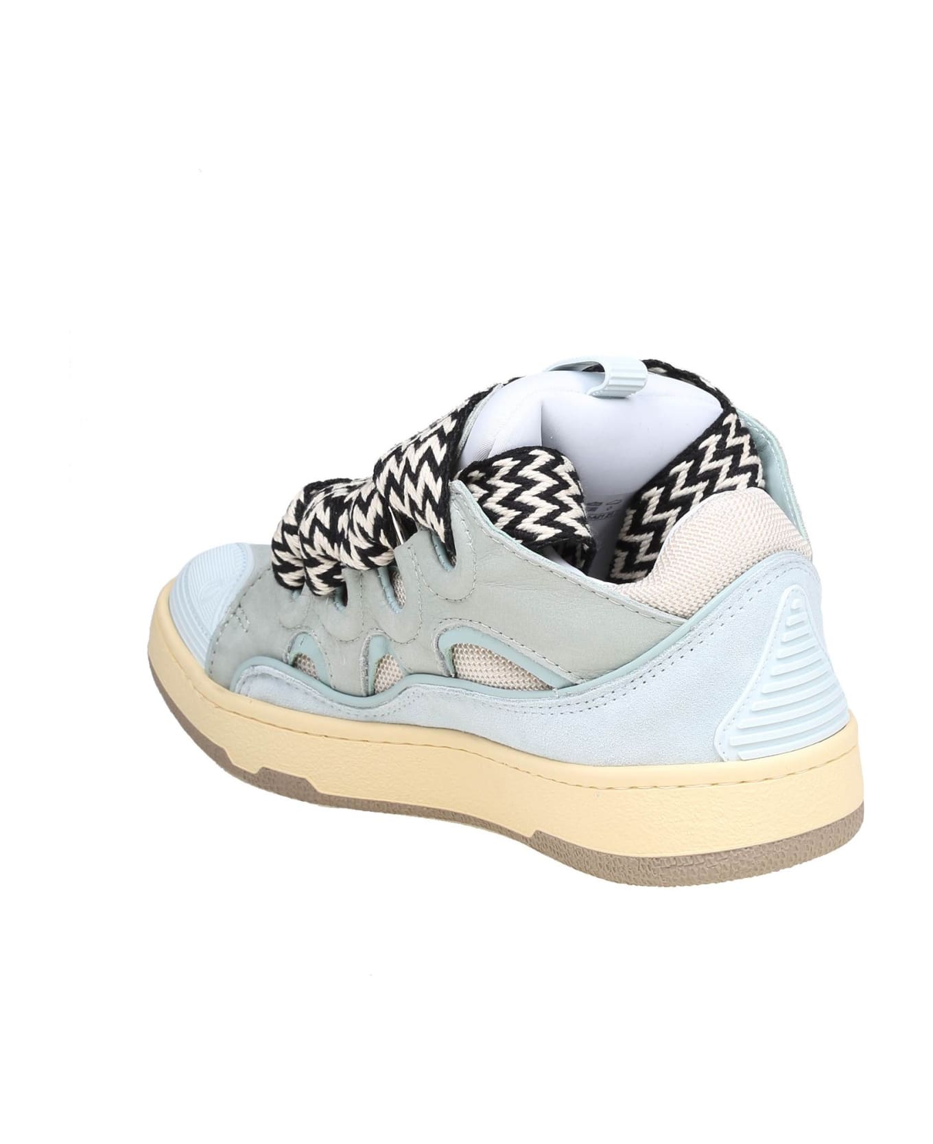 Lanvin Curb Sneakers In White And Light Blue Leather - PALE BLUE