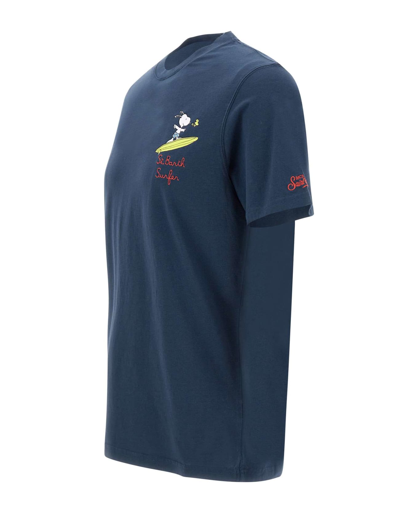 MC2 Saint Barth "snoopy Surfer" Cotton T-shirt - BLUE