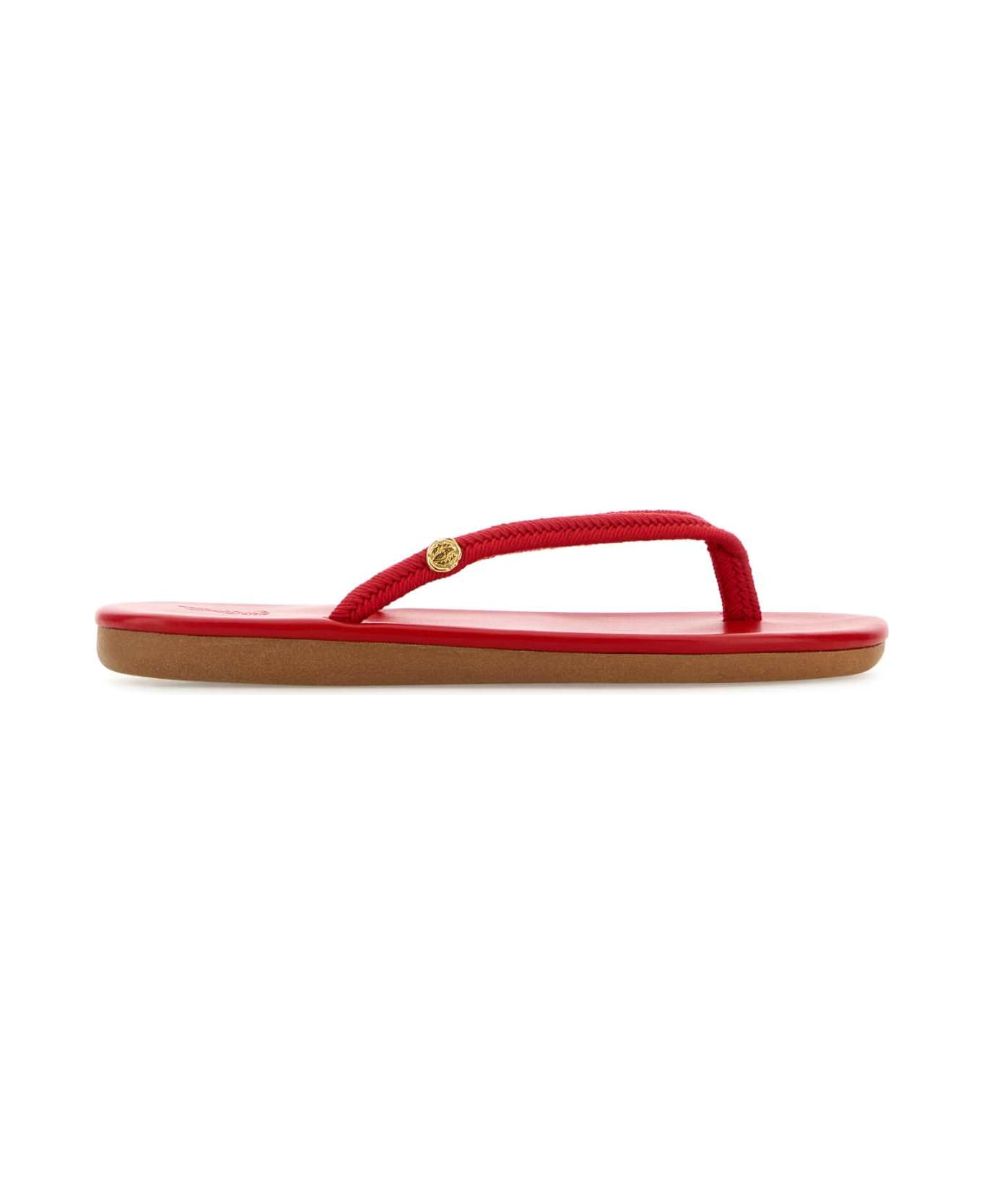 Ancient Greek Sandals Red Fabric Saionara Thong Slippers - RED