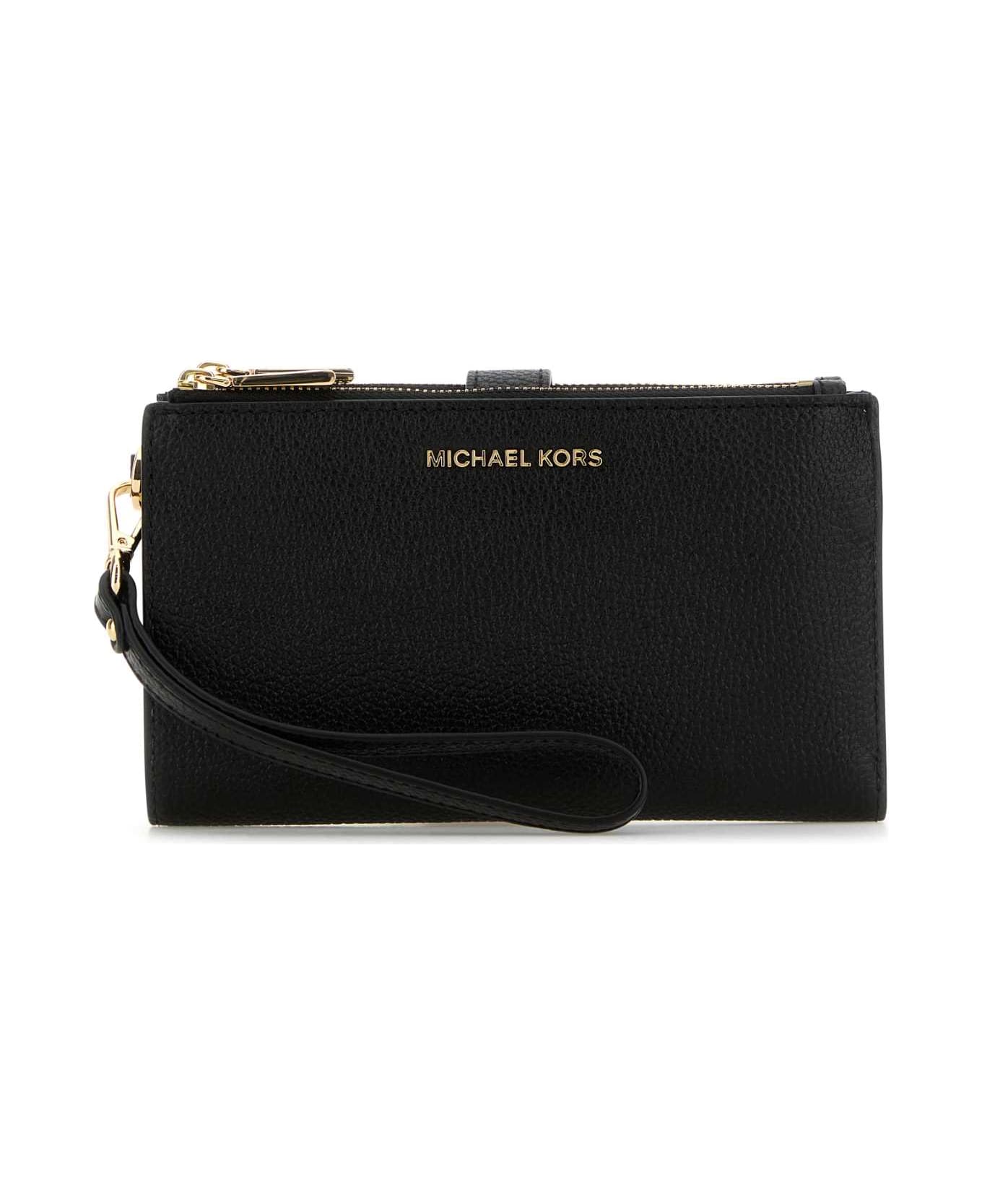 Michael Kors Black Leather Wallet - BLACK