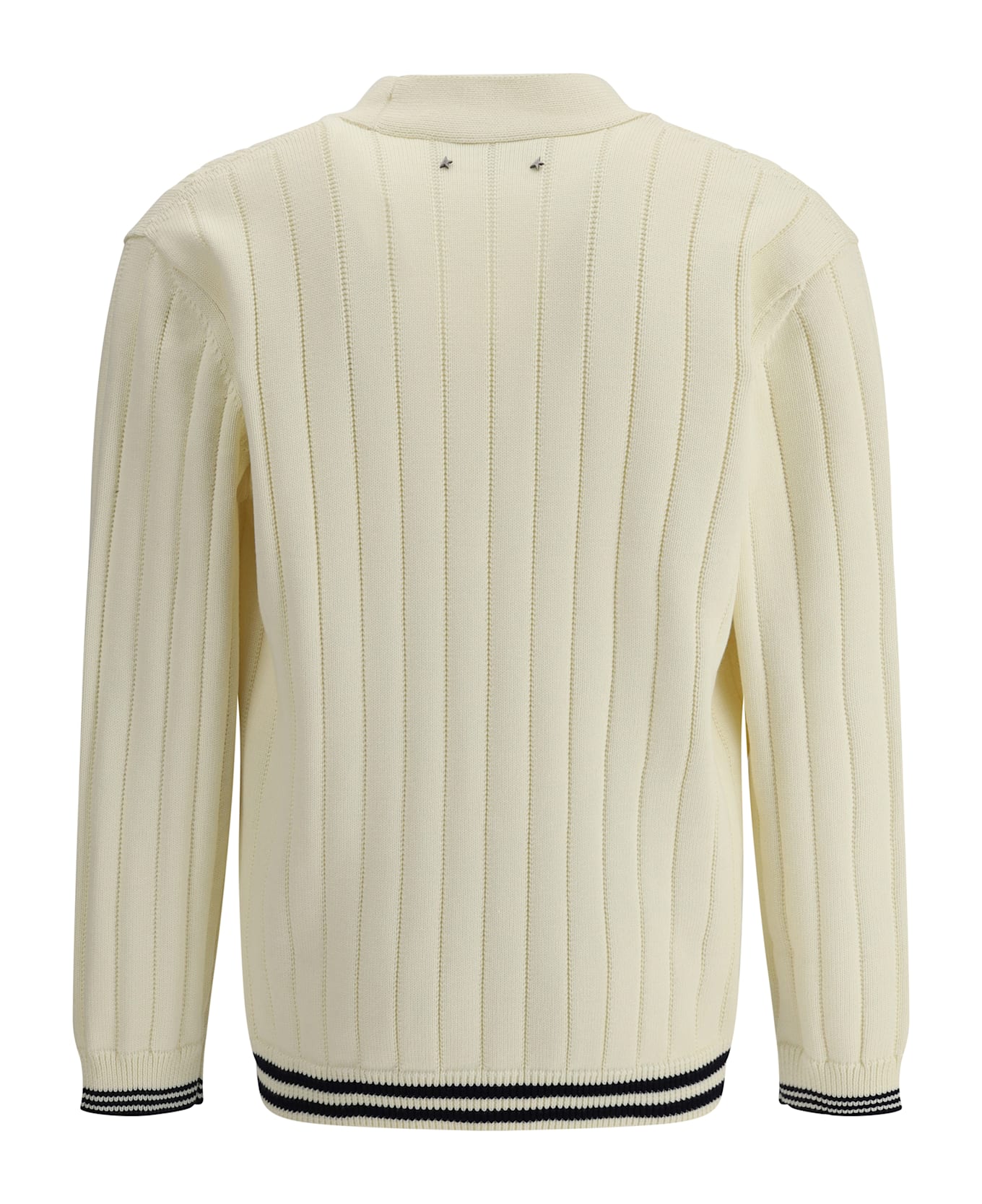 Golden Goose Cardigan With Cables - Heritage White/ Dark Blue