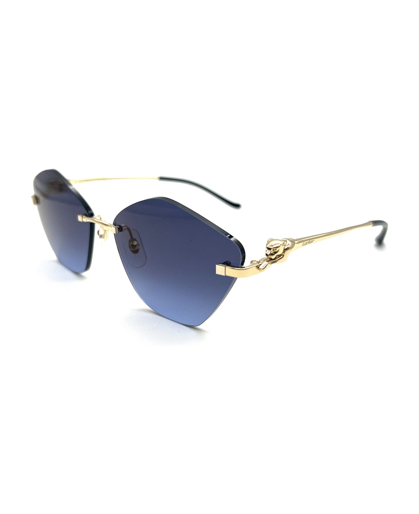 Cartier Eyewear Ct0429s Sunglasses - 004 GOLD GOLD BLUE