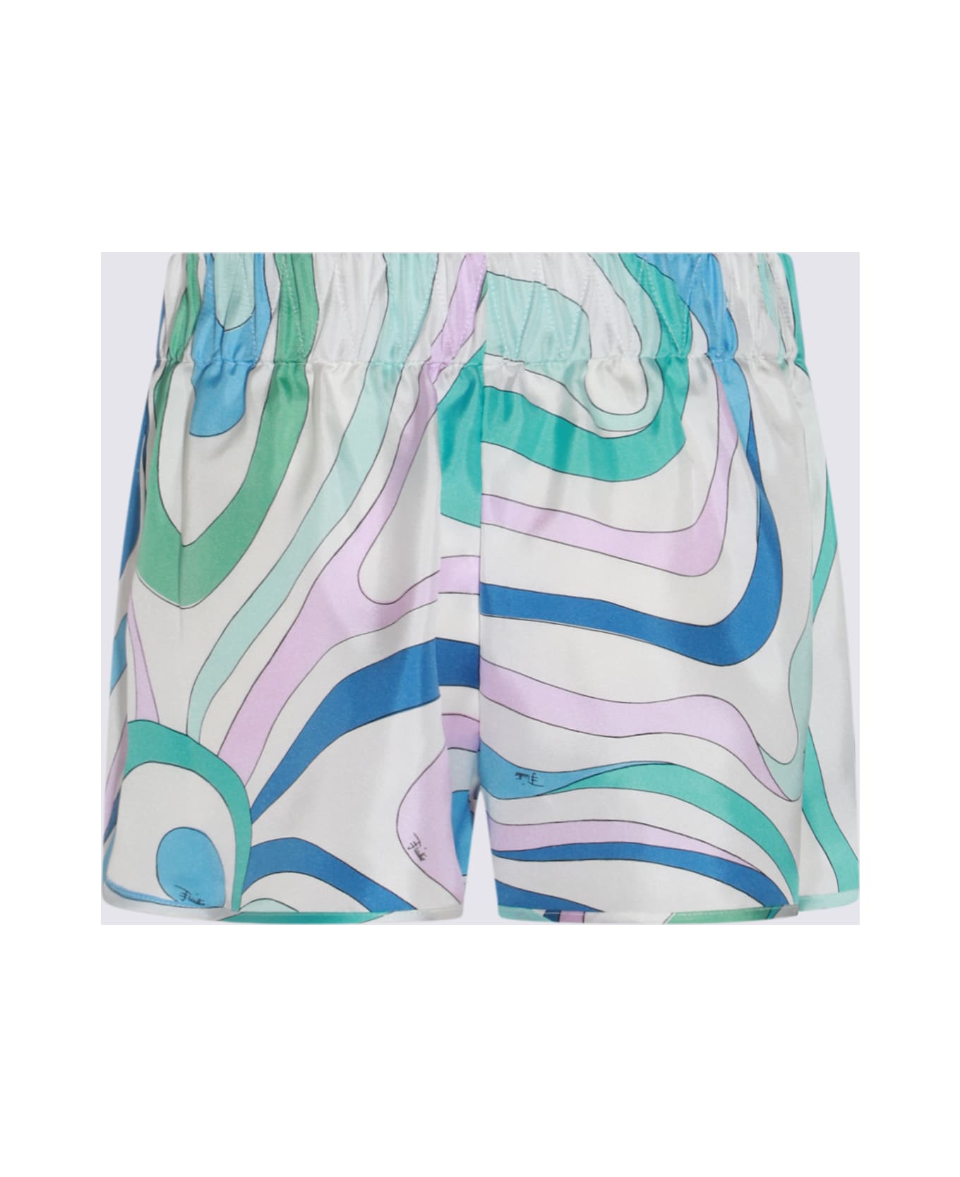Pucci Blue And Multicolor Silk Shorts - CELESTE/BIANCO