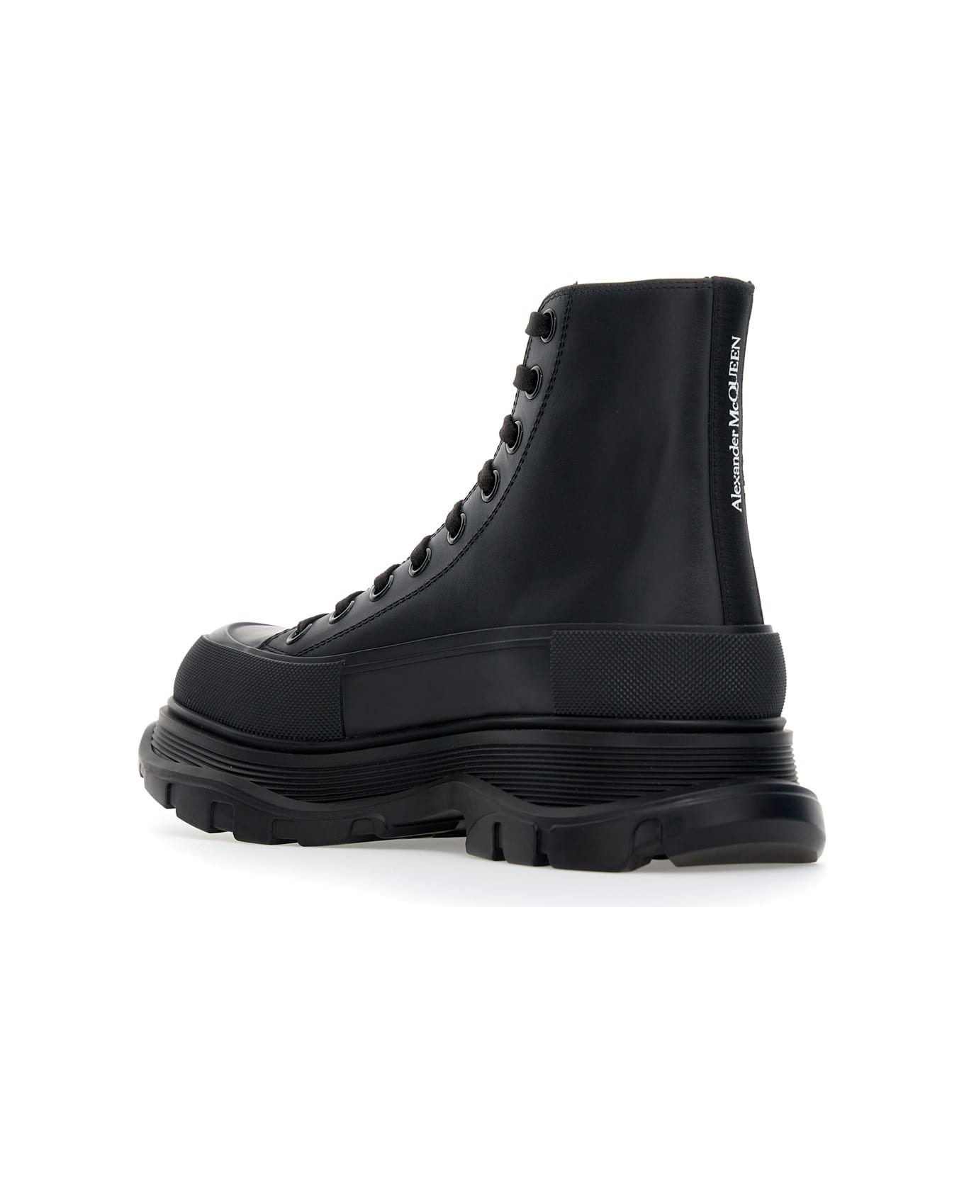 Alexander McQueen Black Leather Ankle Boots - BLK BLK BLK WHITE
