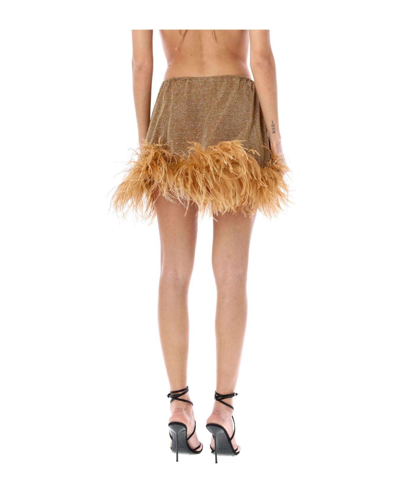 Oseree Lumière Plumage Mini Skirt - TOFFE GOLD