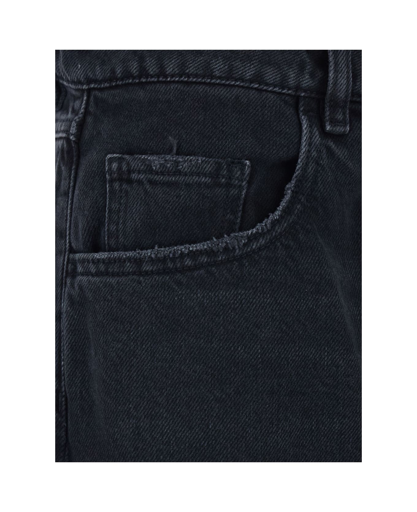 Icon Denim 
bea
 Black Jeans With Wide Leg And Logo Patch On The Rear In Denim Woman - Black