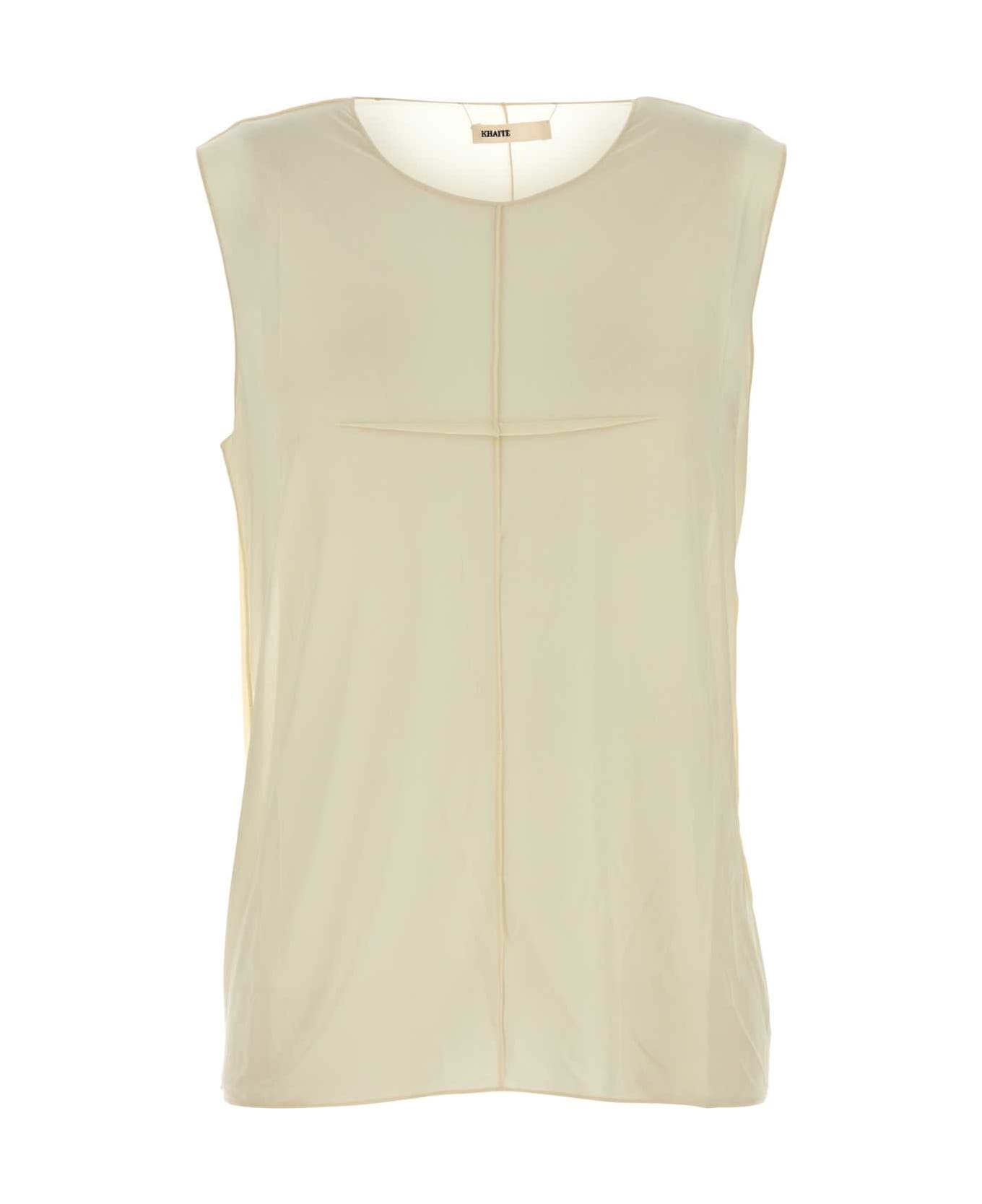 Khaite Cream Stretch Cupro Allo Top - ANTIQUEWHITE