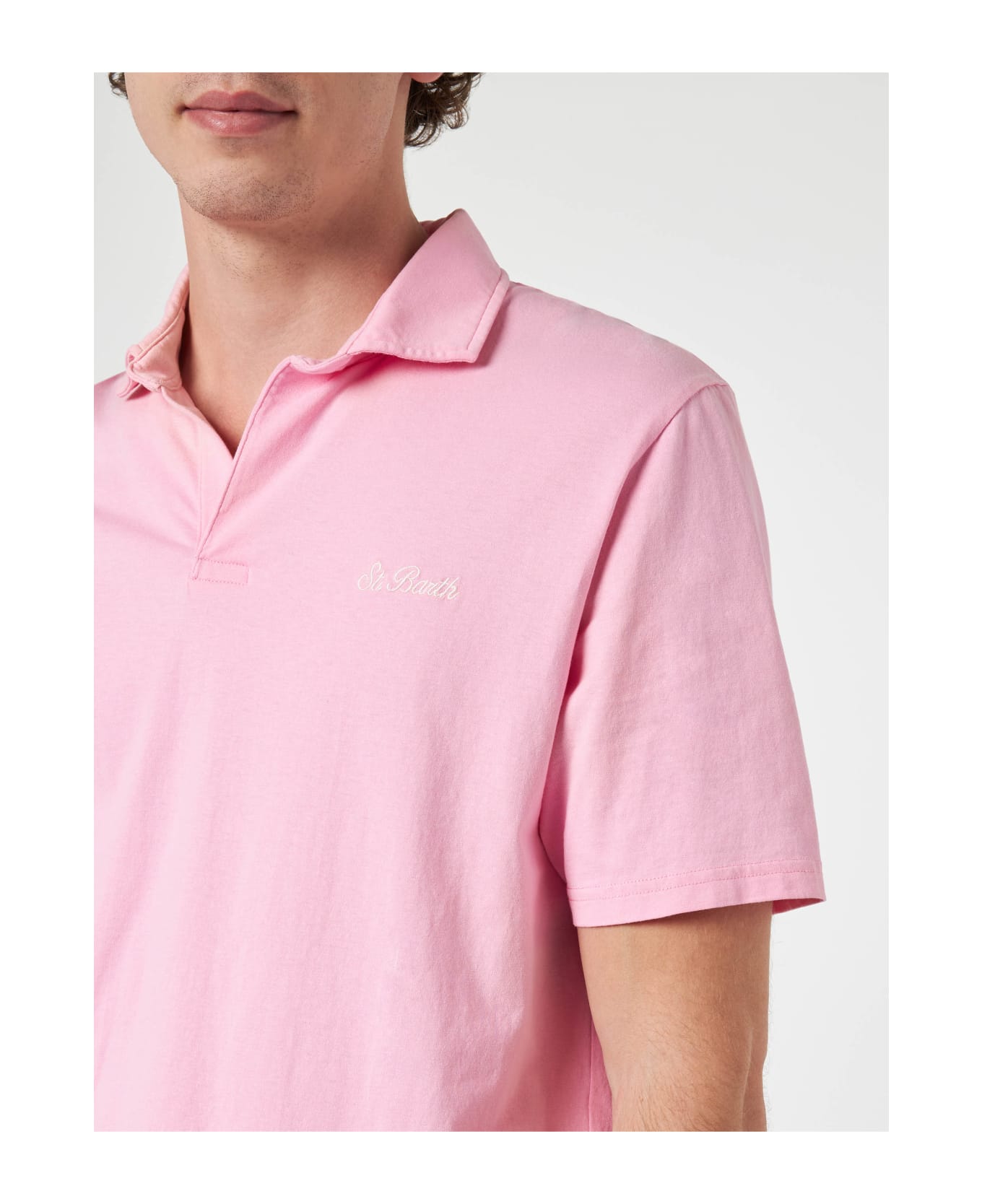 MC2 Saint Barth Man Pink Cotton Jersey Polo Shirt Brighton - PINK