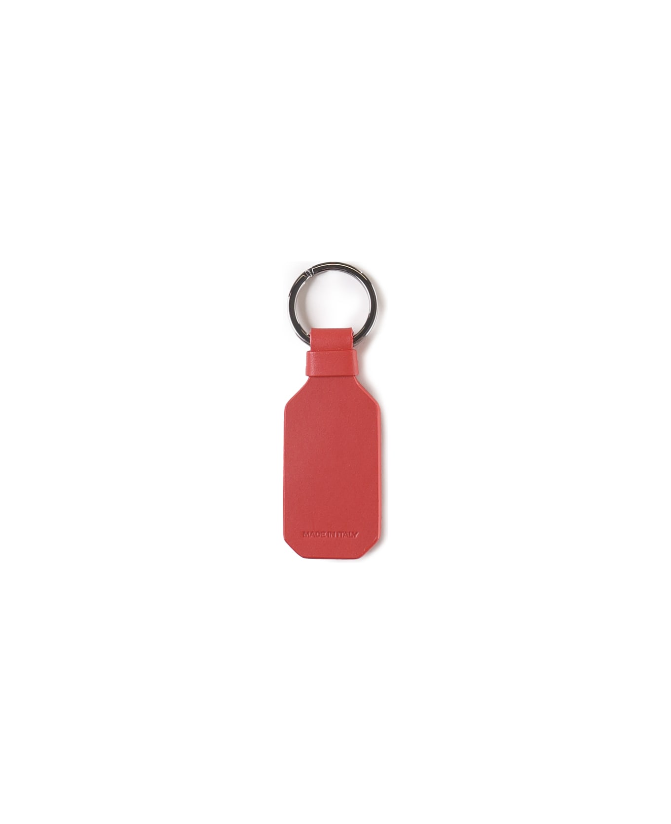 Ferrari Leather Key Ring With Metal Prancing Horse - Red