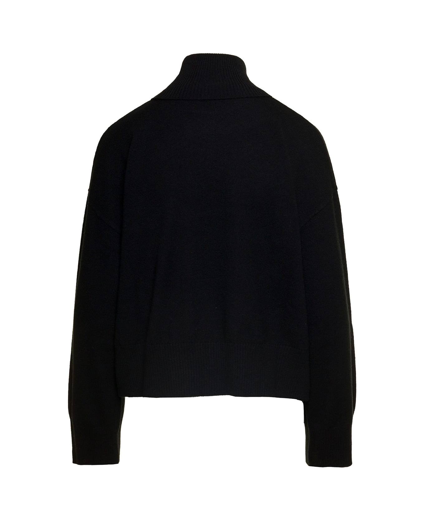 Parosh Black Mock Neck Sweatshirt With Long Sleeves In Cashmere Woman - Black ニットウェア