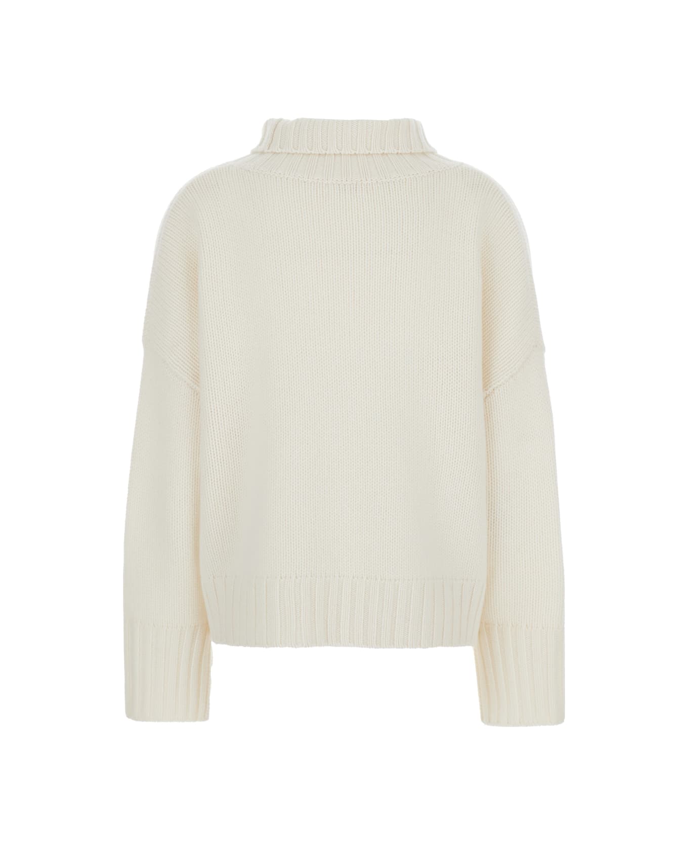 Goat 
girlfriend
 White Turtleneck Sweater With Ribbed Trims In Cashmere Woman - White