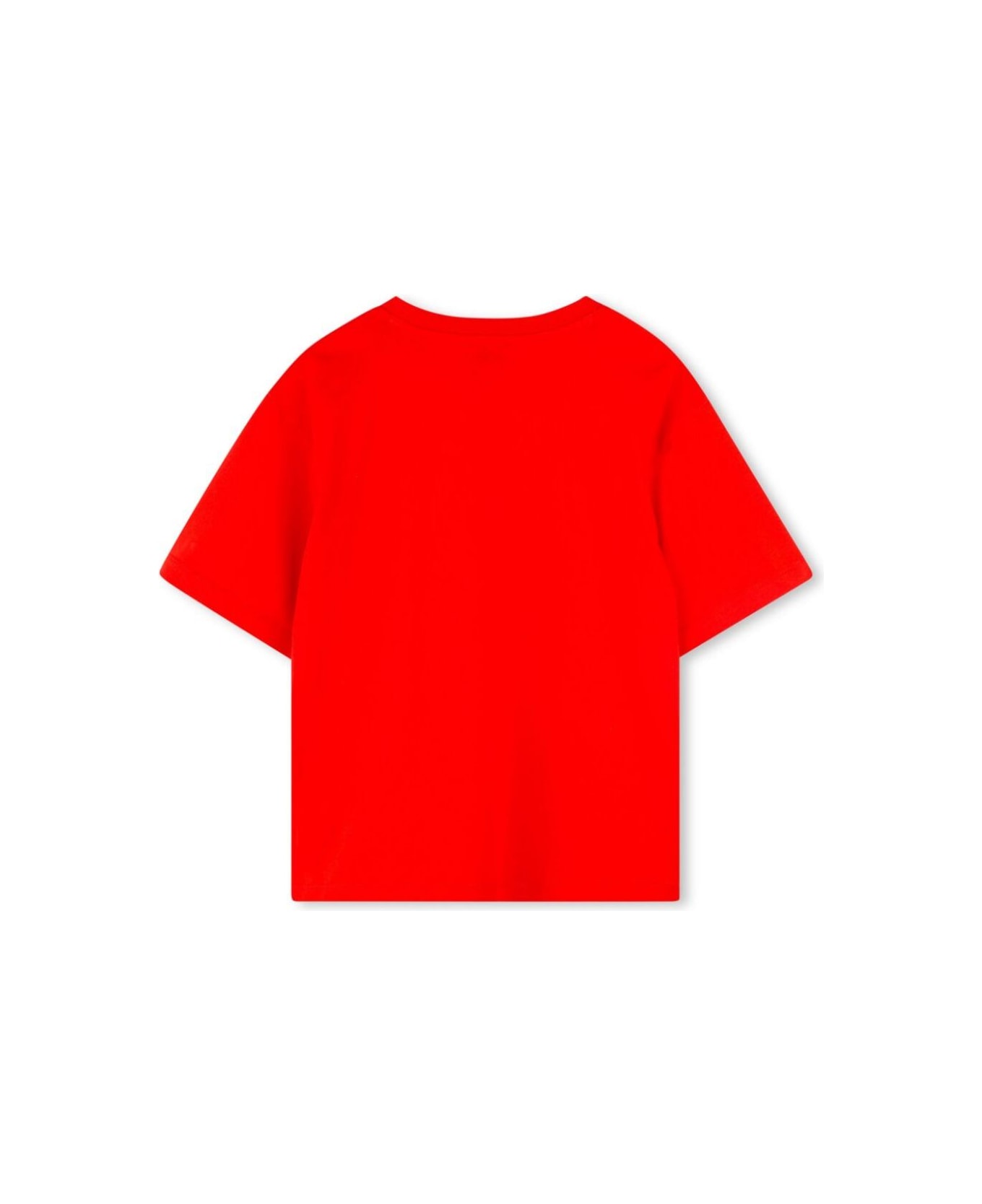 Kenzo Kids Red Crewneck T-shirt With Maxi Logo Print On The Fornt In Cotton Boy - Red