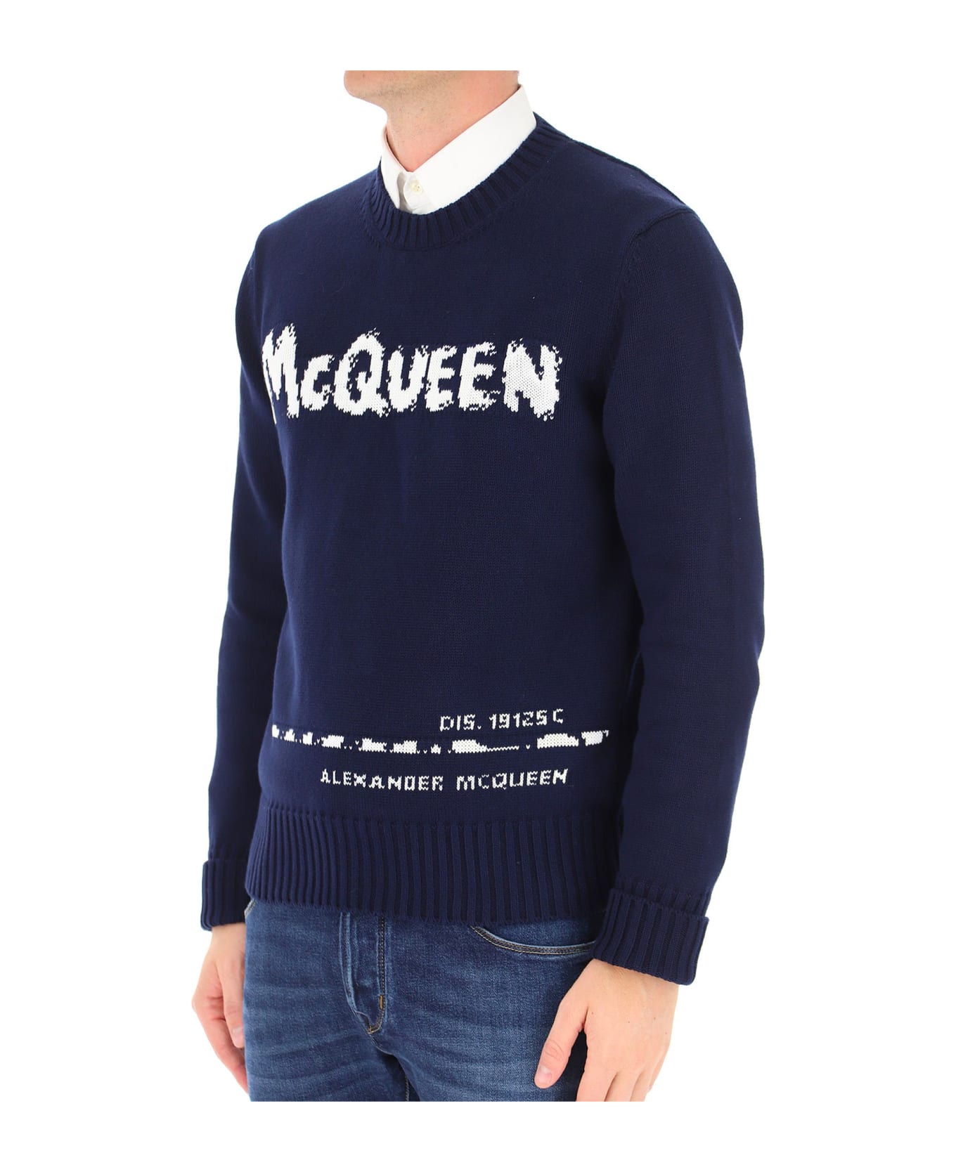 Alexander McQueen Logo Sweater - Blue ニットウェア