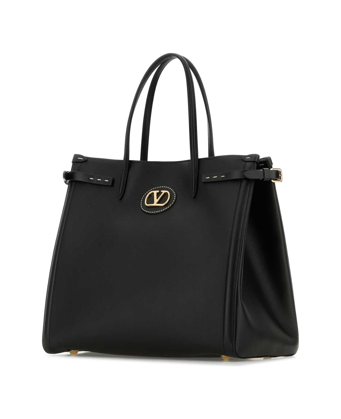 Valentino Garavani Black Leather Antibes Shopping Bag - NERO