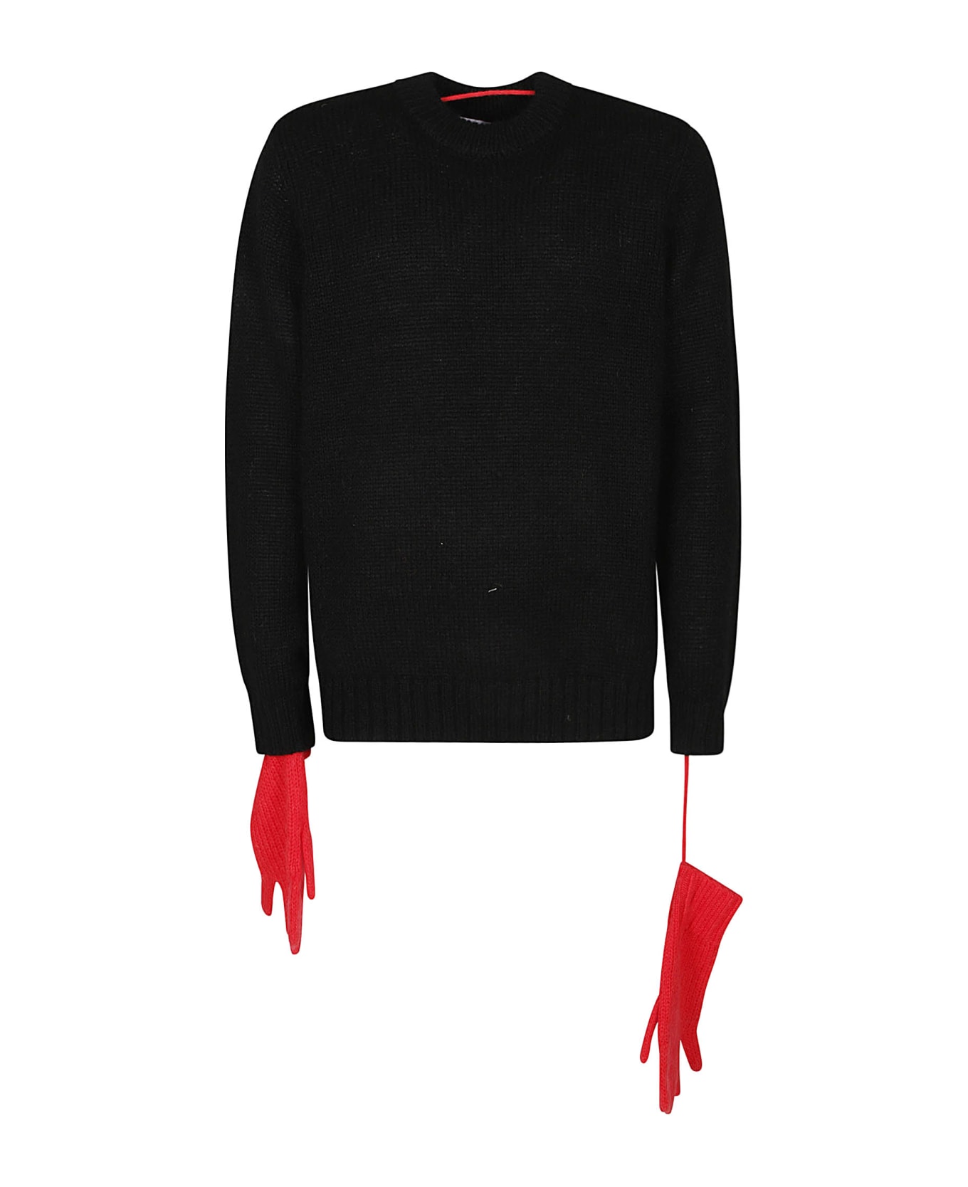 Charles Jeffrey Loverboy Glove-sleeve Waffle-knit Jumper - Black/Red ニットウェア