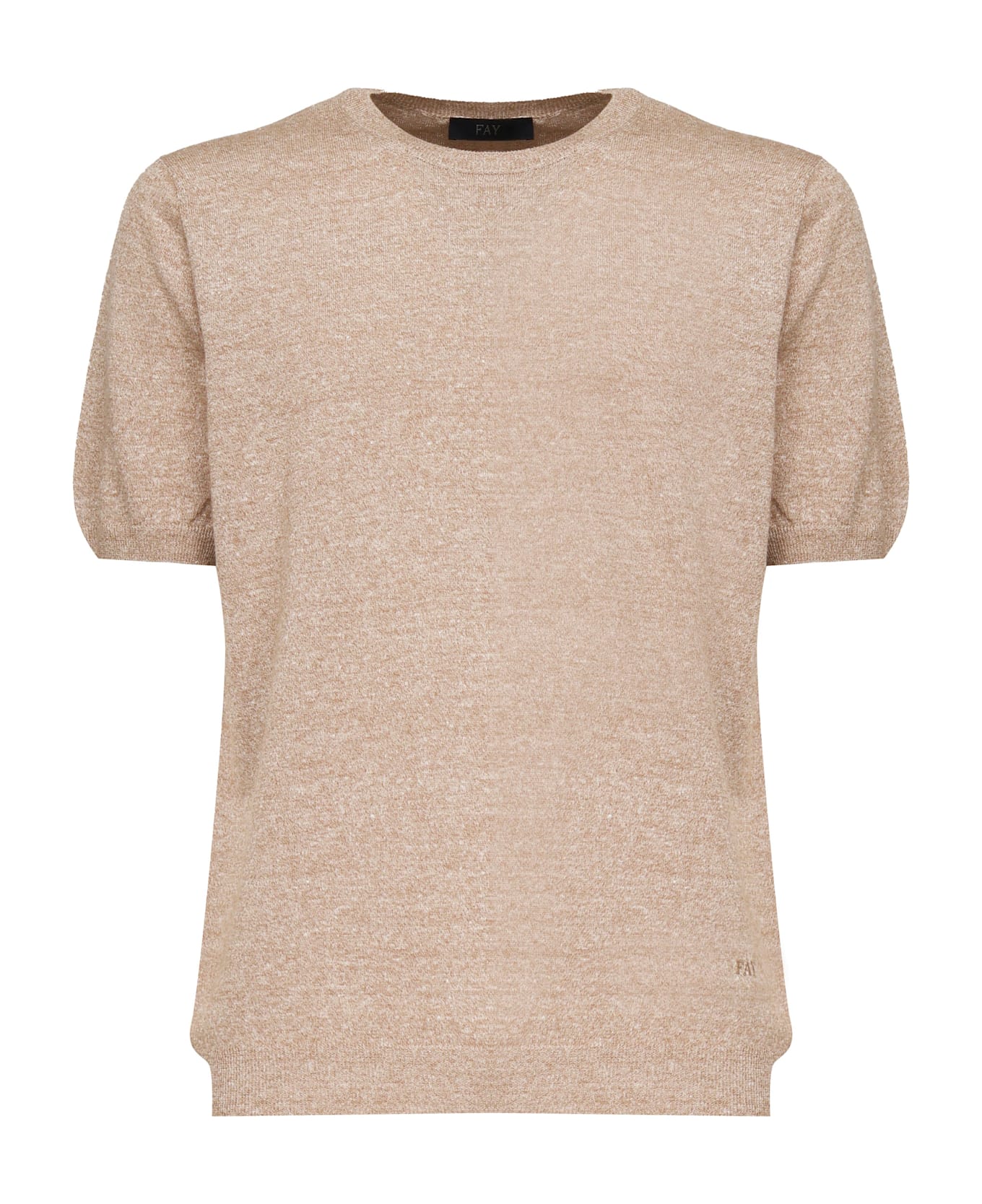Fay Linen And Cotton T-shirt - Beige