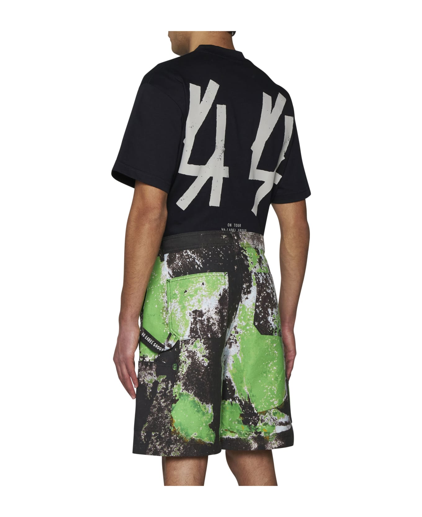 44 Label Group Shorts - Black+grunge green ショートパンツ