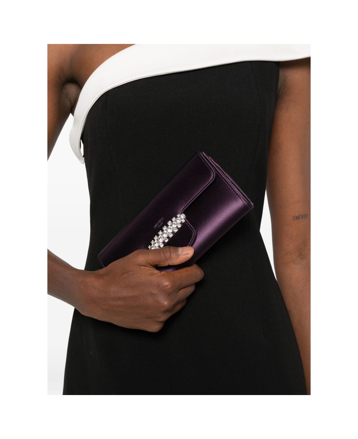 Jimmy Choo Bing Satin Wallet On Chain - Bordeaux