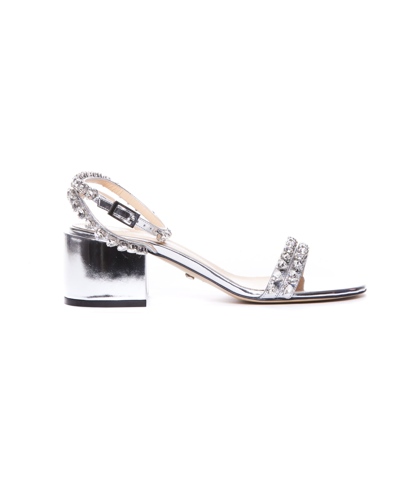 Mach & Mach Audrey Crystal Pump Sandals - Silver