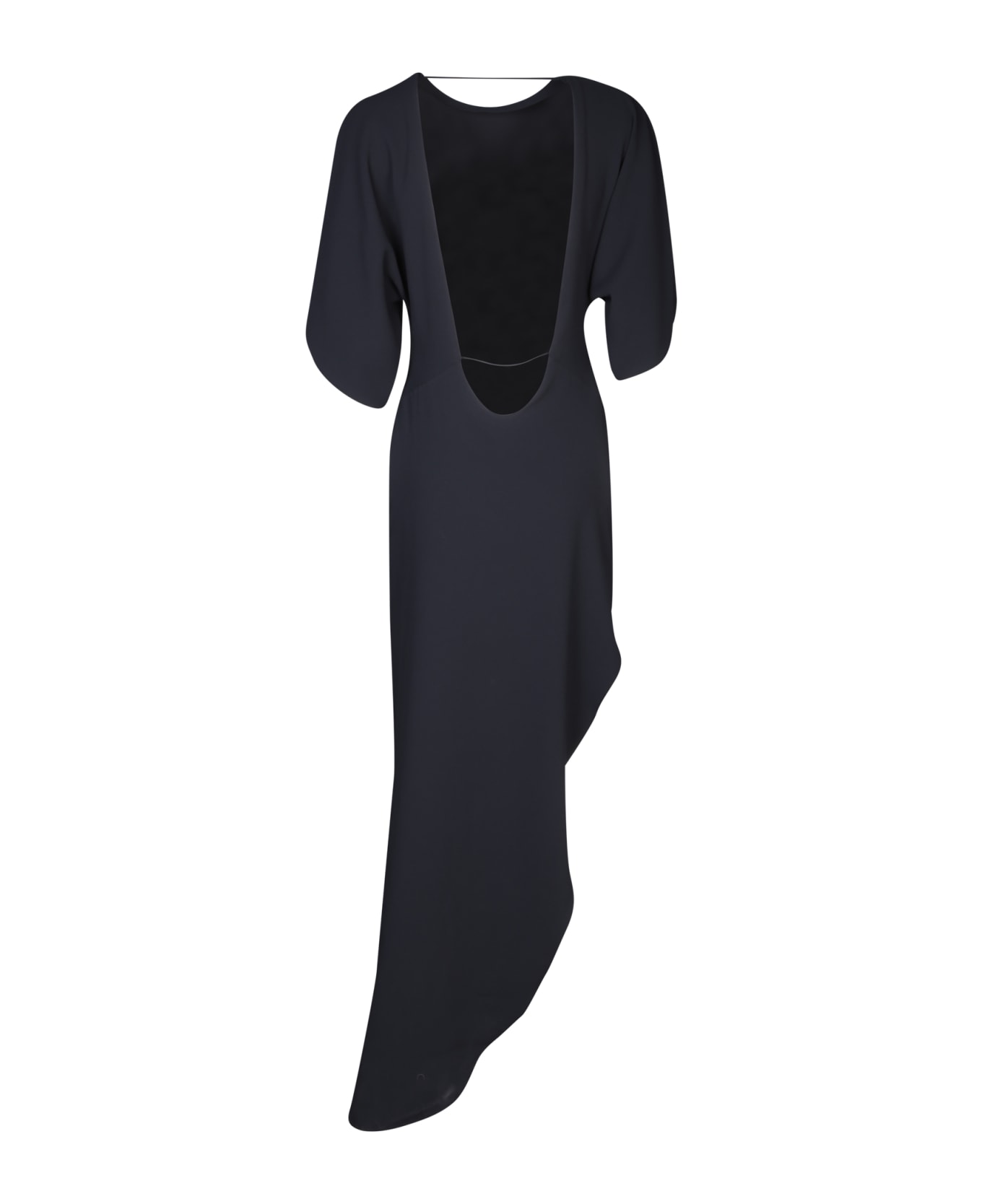 Rev Savita Black Asymmetric Long Dress - Black