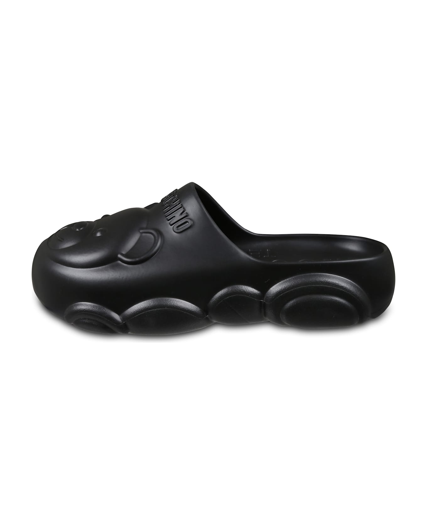 Moschino Black Mules For Kids With Teddy Bear - Black