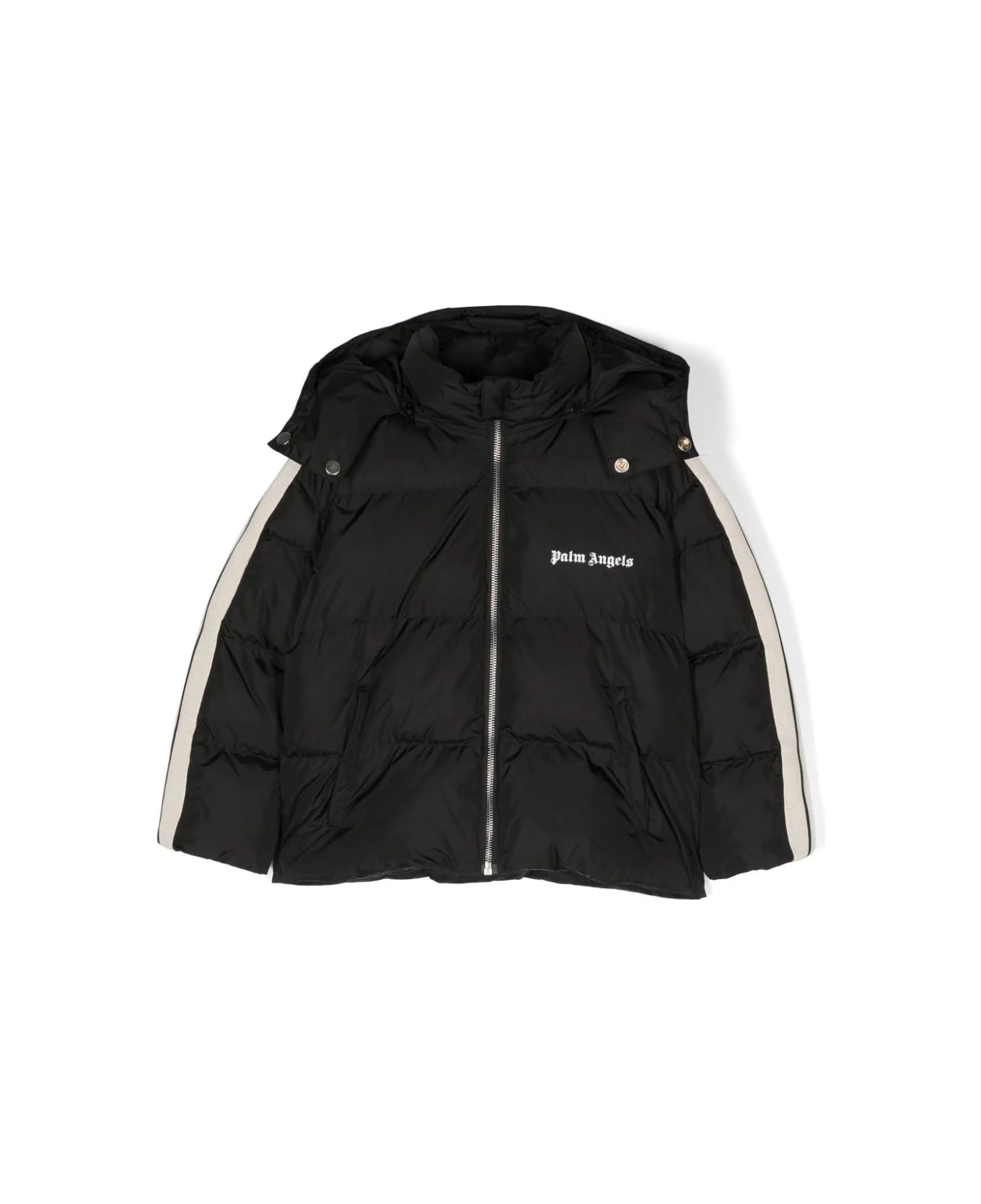 Palm Angels Black Puffer Jacket With Logo - Black コート＆ジャケット