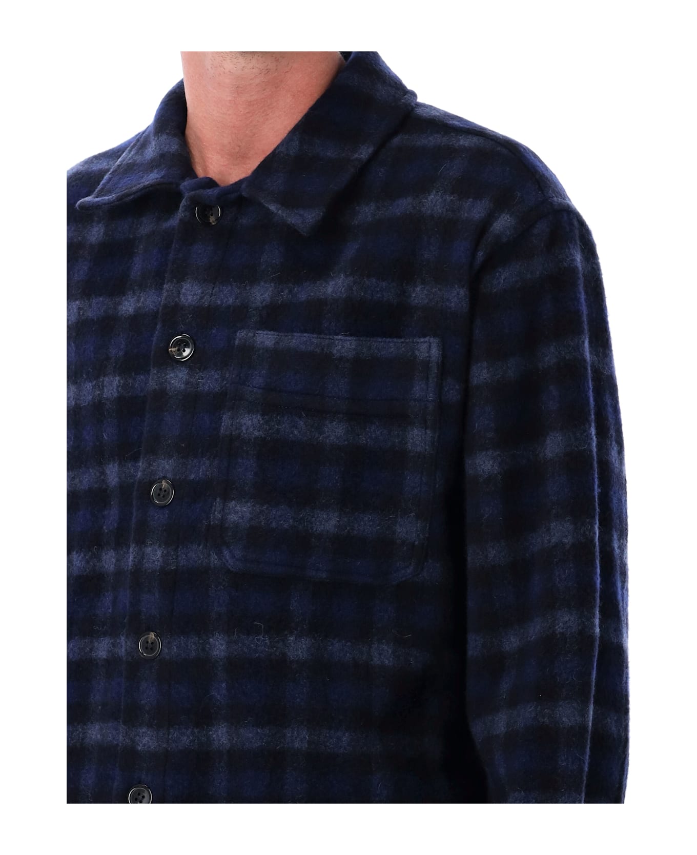 A.P.C. Stanley Checked Wool Overshirt - DARK NAVY