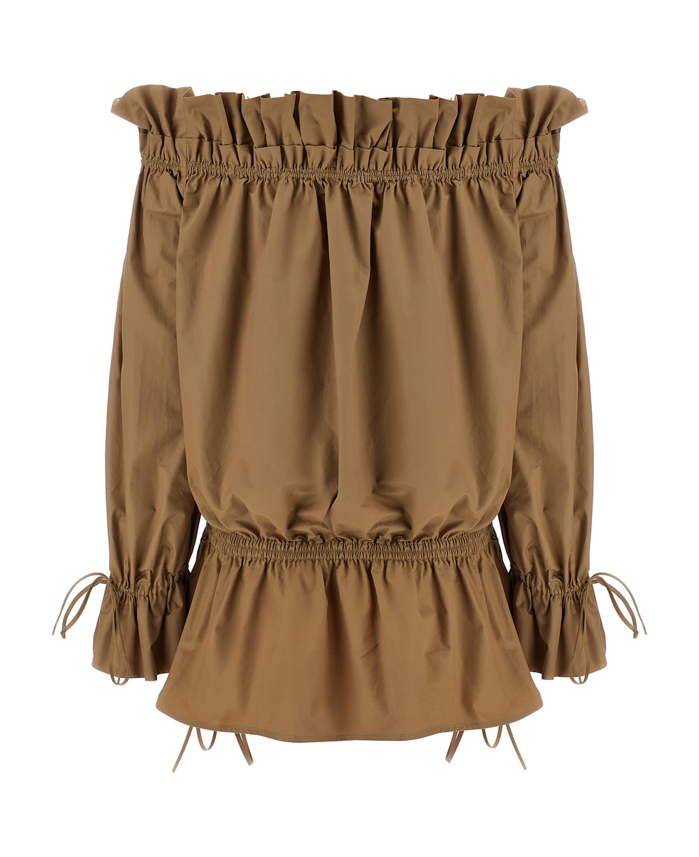 Saint Laurent Curled Dress - Beige