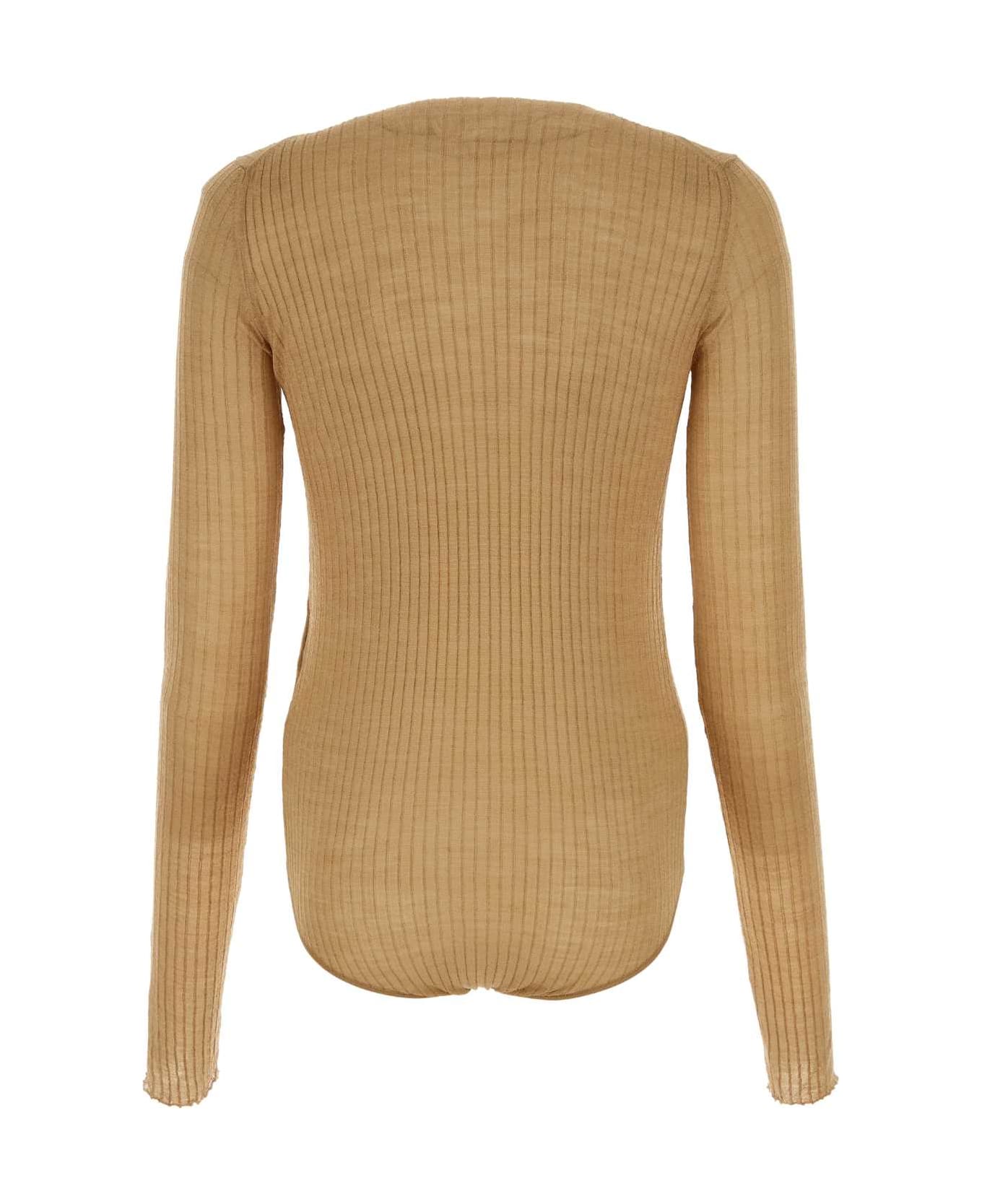 SportMax Biscuit Wool Blend Dinar Bodysuit - BEIGE