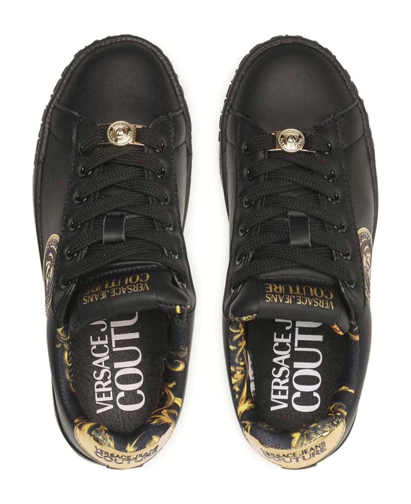 Versace Jeans Couture Jeans Couture Leather Logo Sneakers - Black