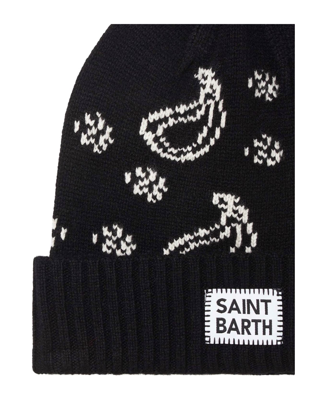 MC2 Saint Barth Man Beanie With Bandanna Print - BLACK